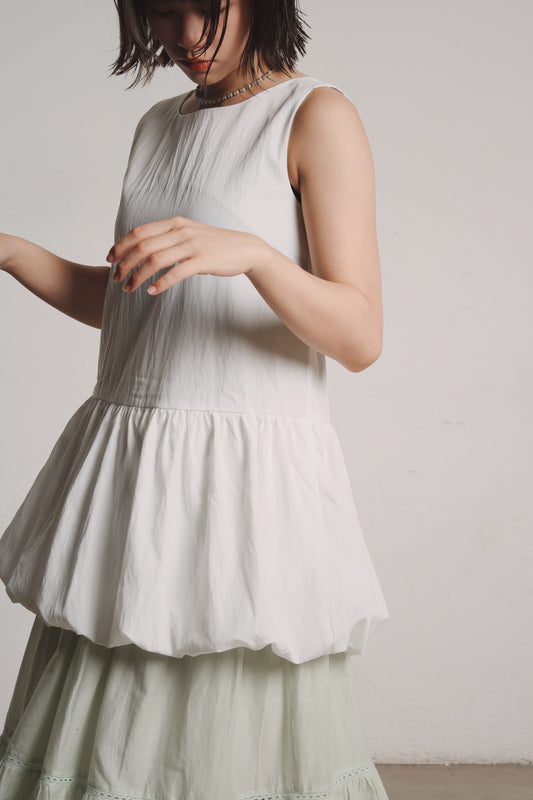 Bubble Cloud Mini Dress (White)