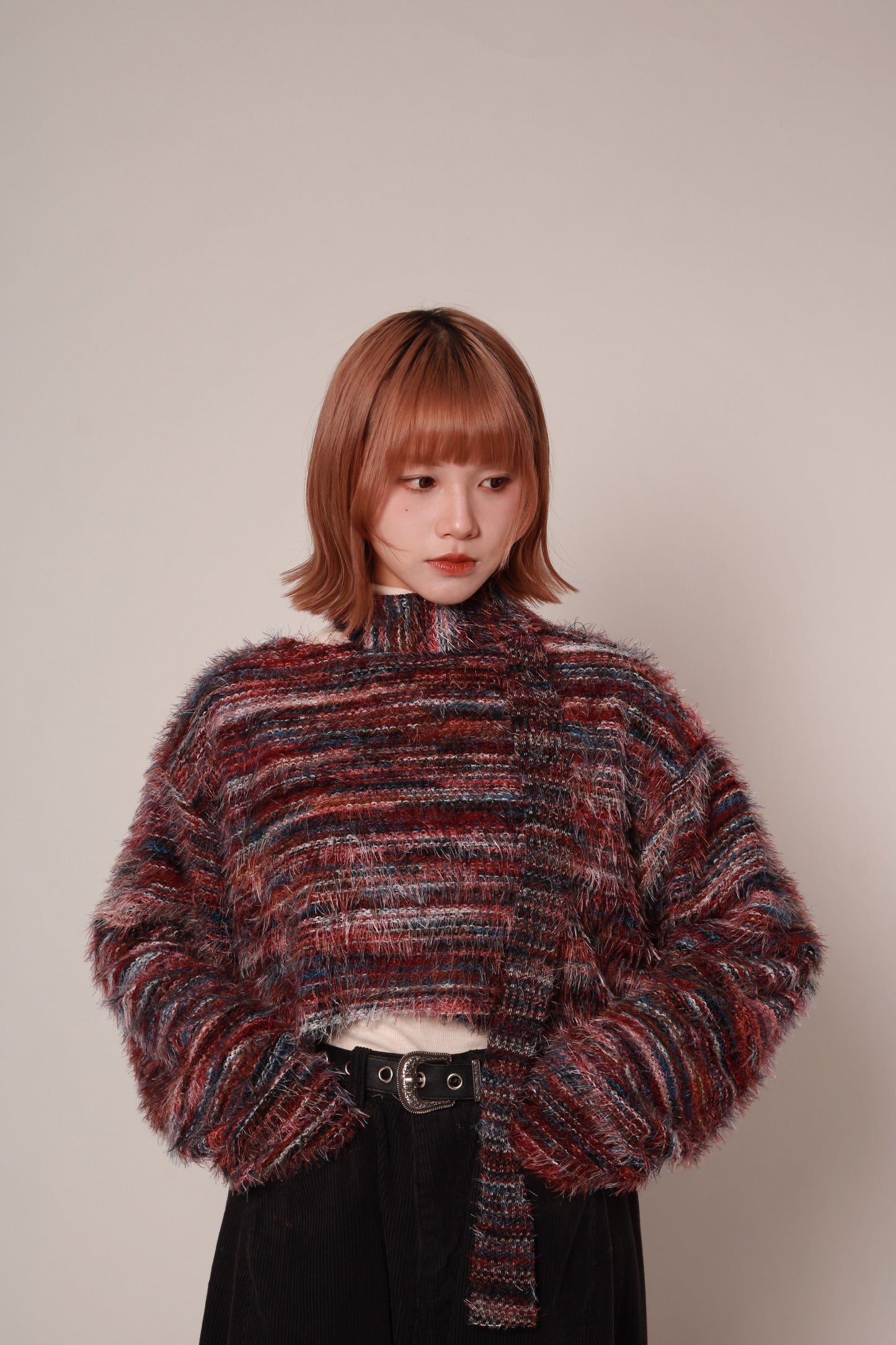Fluffy Rainbow Sweater (Red)