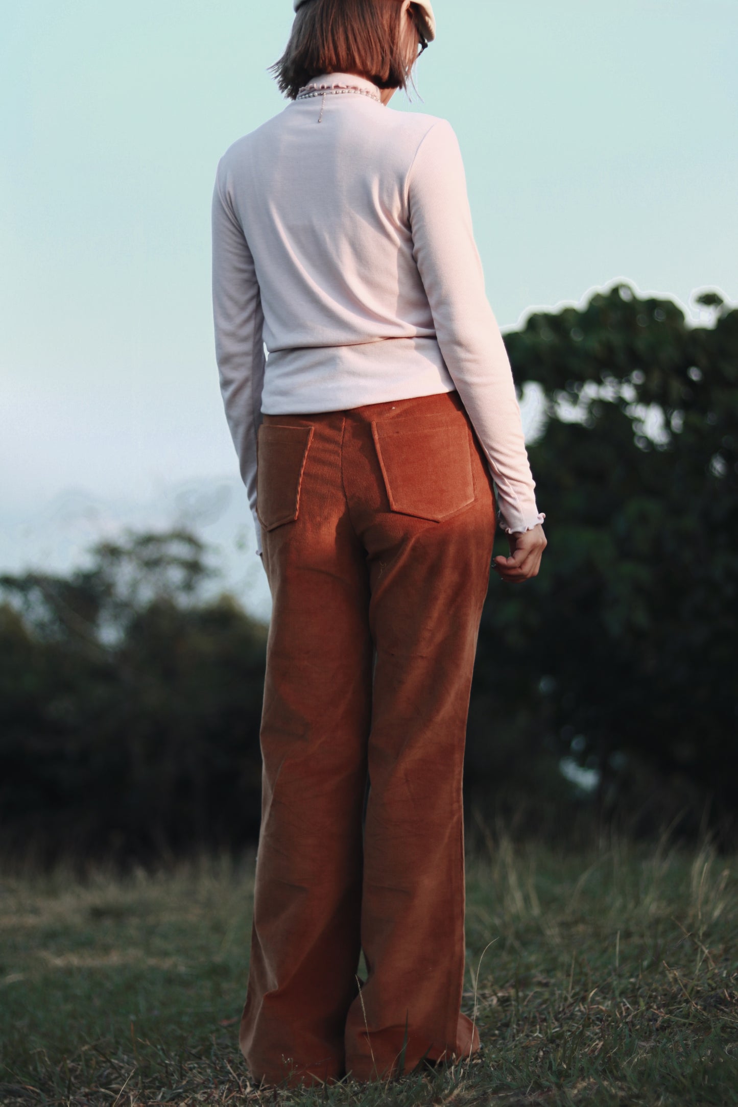 Corduroy Bootcut Pants (Brown)