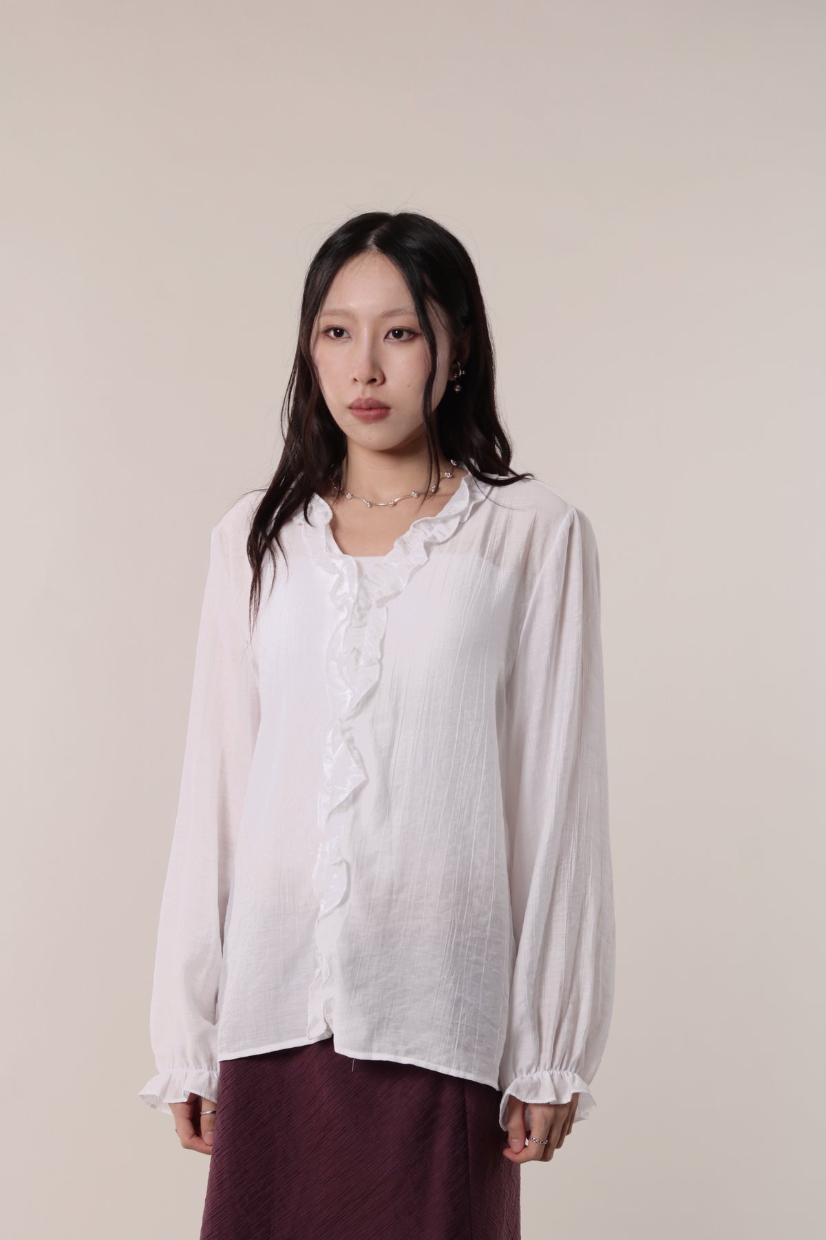 Retro Ruffle Shirt (White)