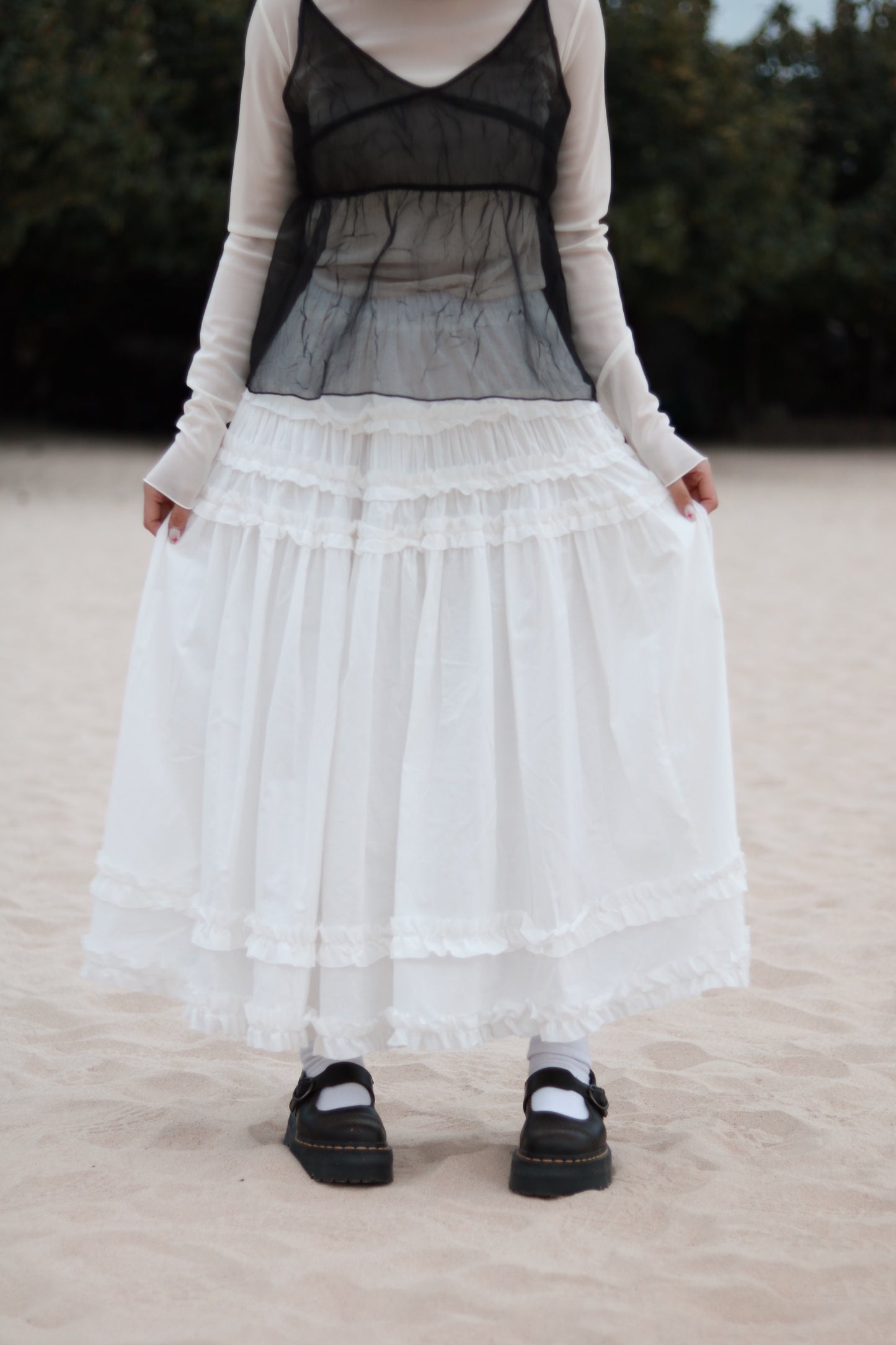 Doll Double Ruffle Skirt (White)