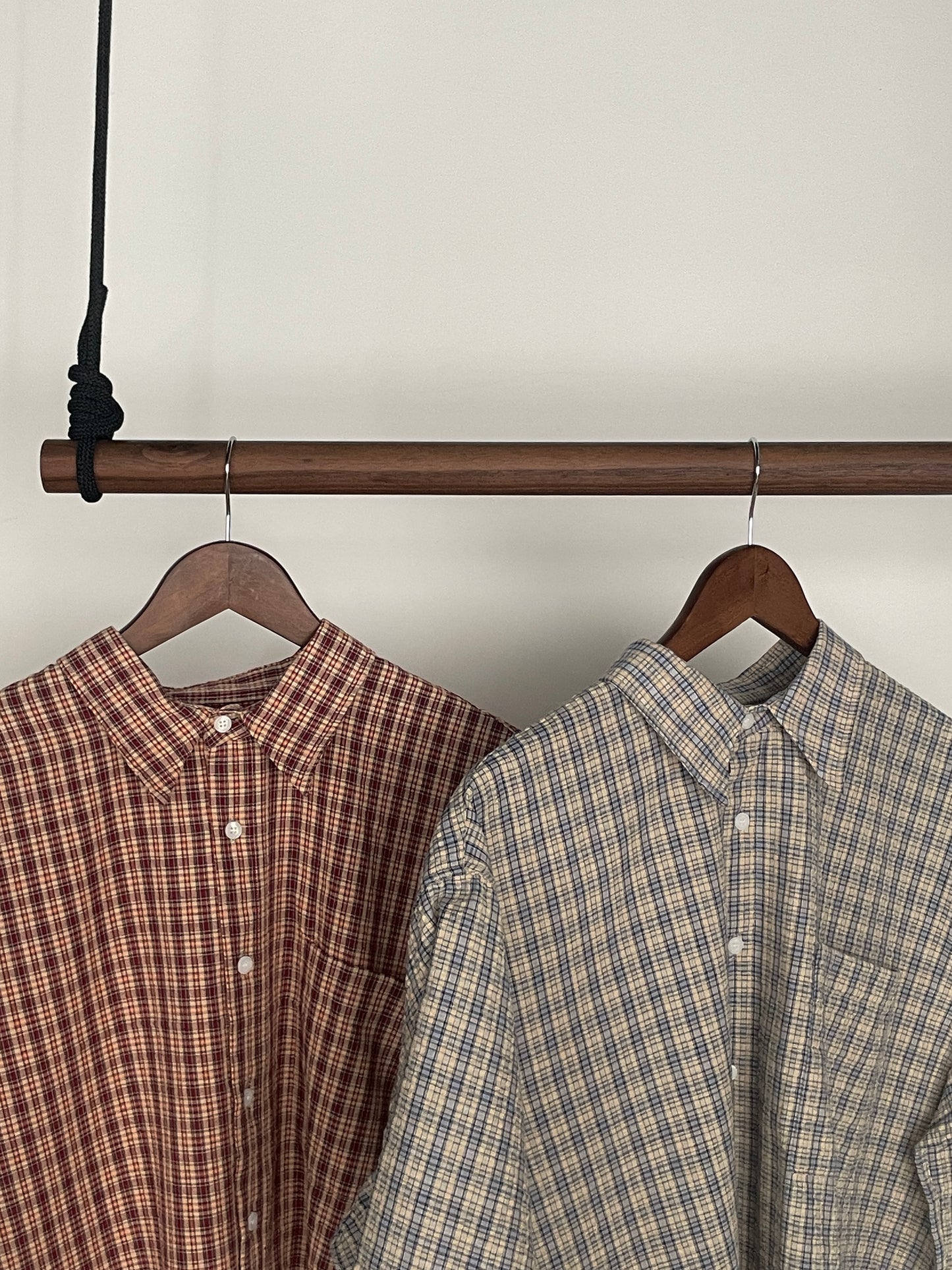 Plaid Loose Shirt (Blue)