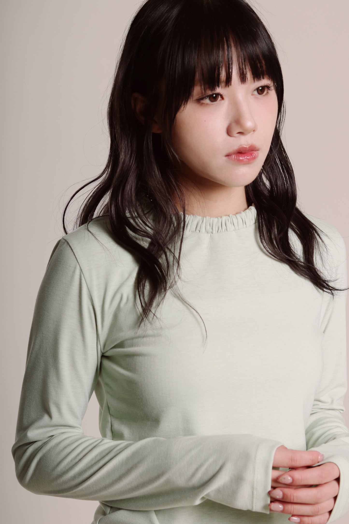Soft Gathered Neck Top (Matcha)