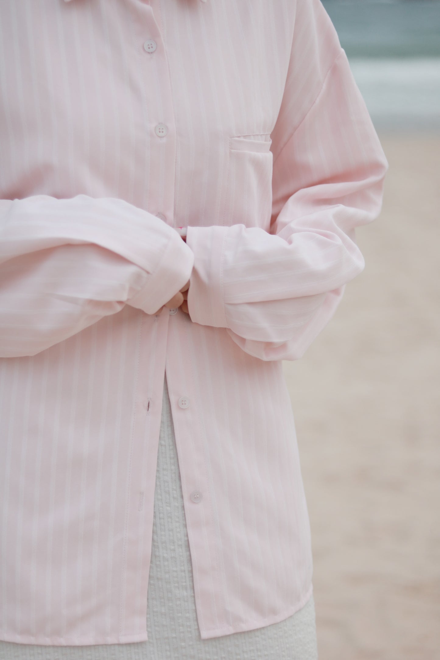 Relaxed Belt Shirt (Pink)