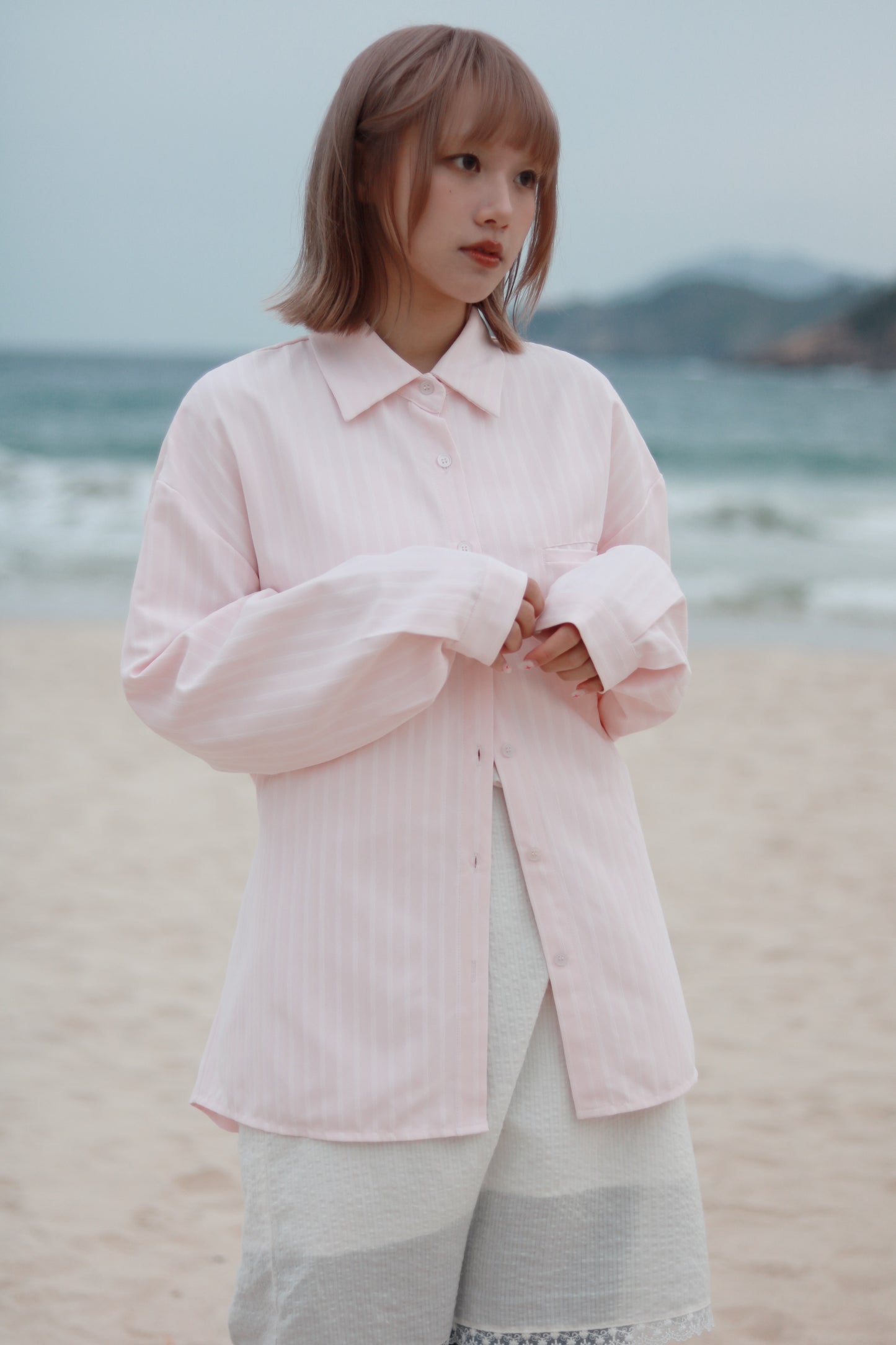 Relaxed Belt Shirt (Pink)