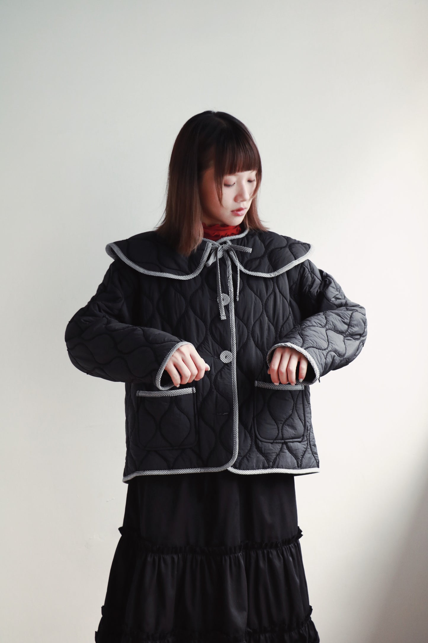 Collar Padded Jacket (Black)