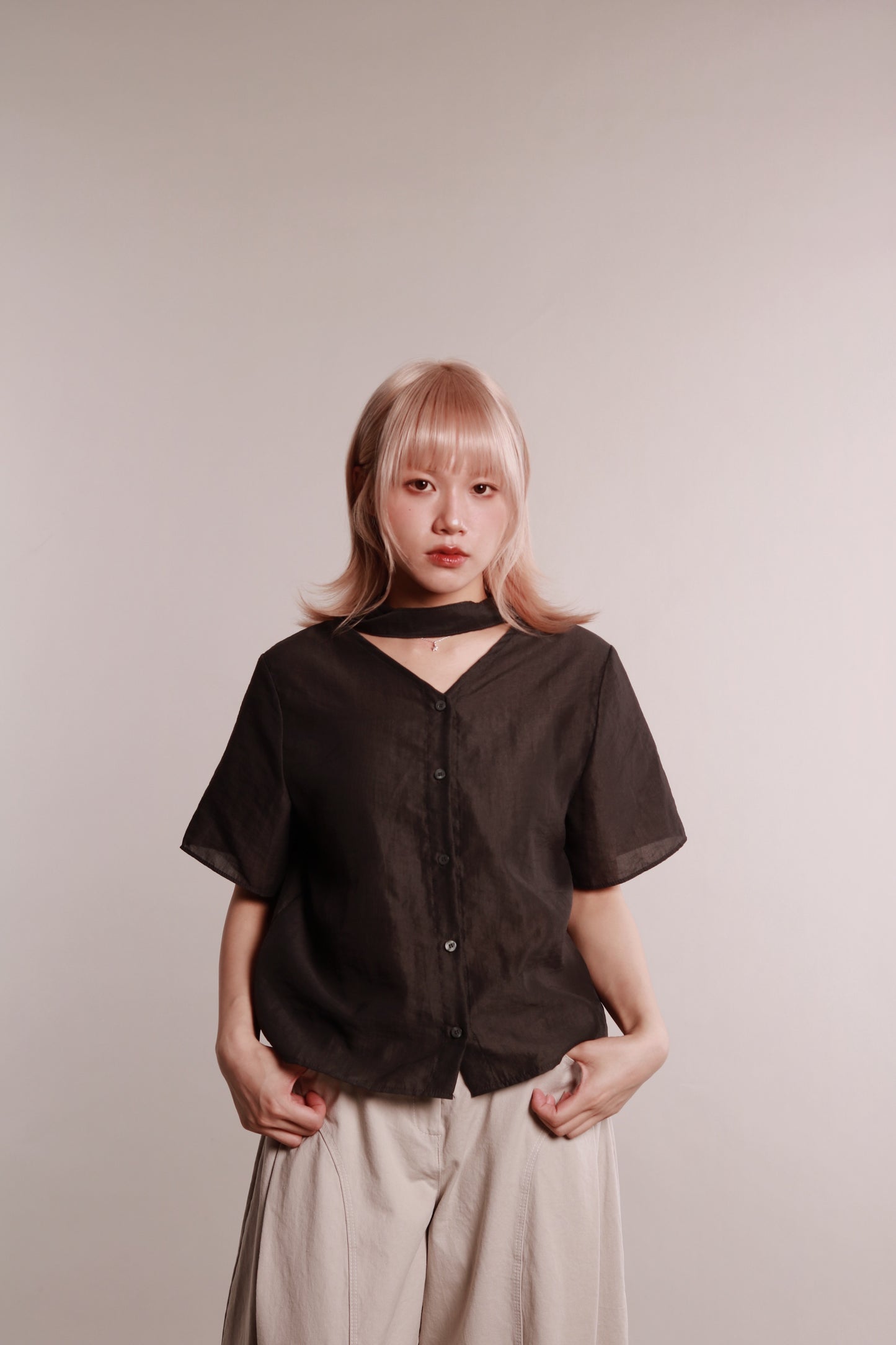 See Through Tie Top (Black)
