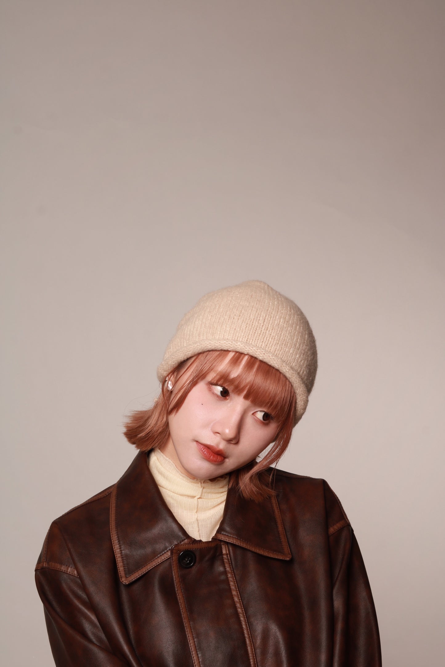 Gathered Ribbon Beanie (Beige/Black/Charcoal/Pink/Red)