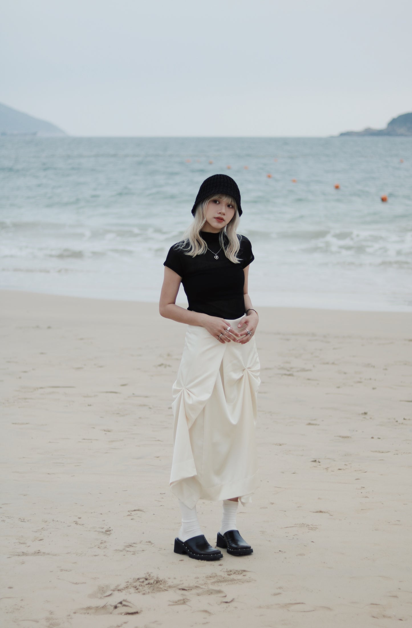 Cap Sleeve Mock Neck Top (Black)