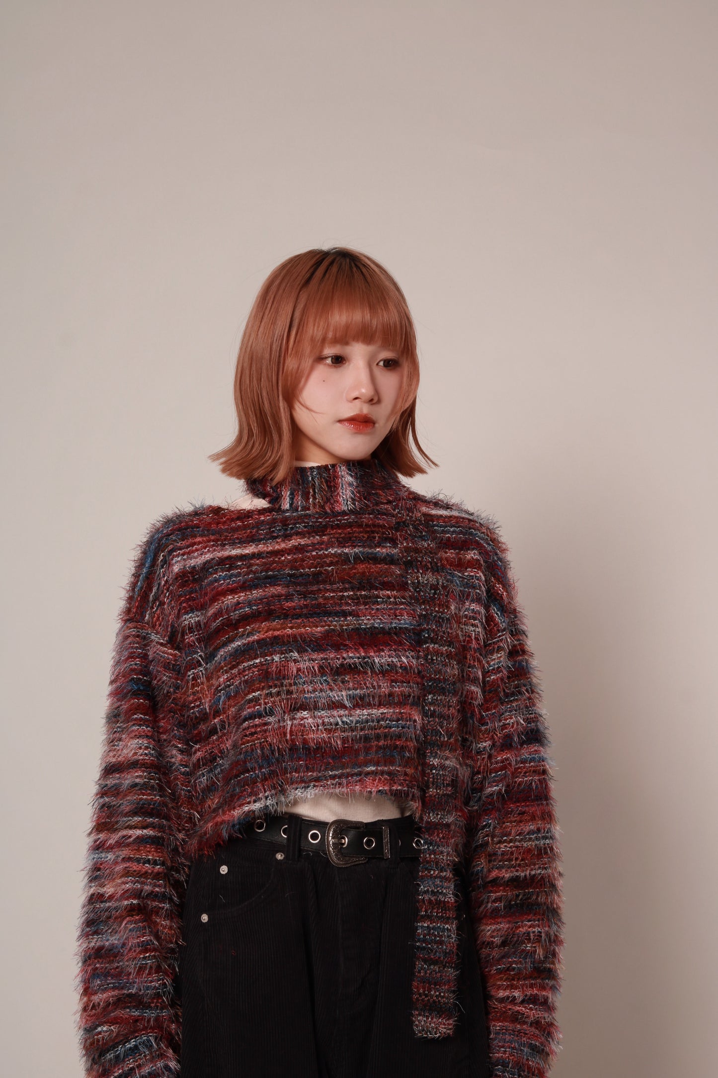 Fluffy Rainbow Sweater (Red)
