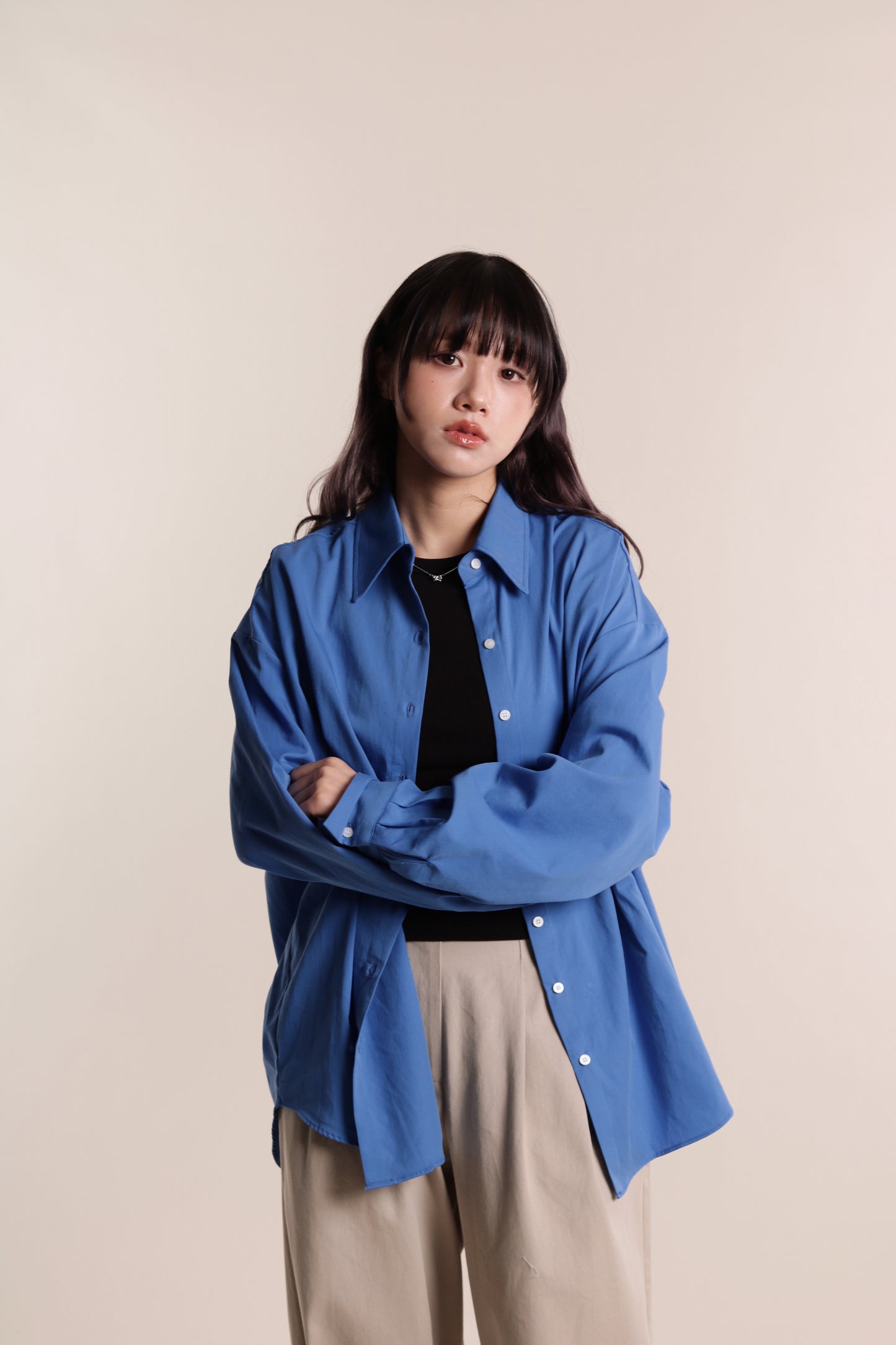 Oversized Boyfriend Shirt (Blue)