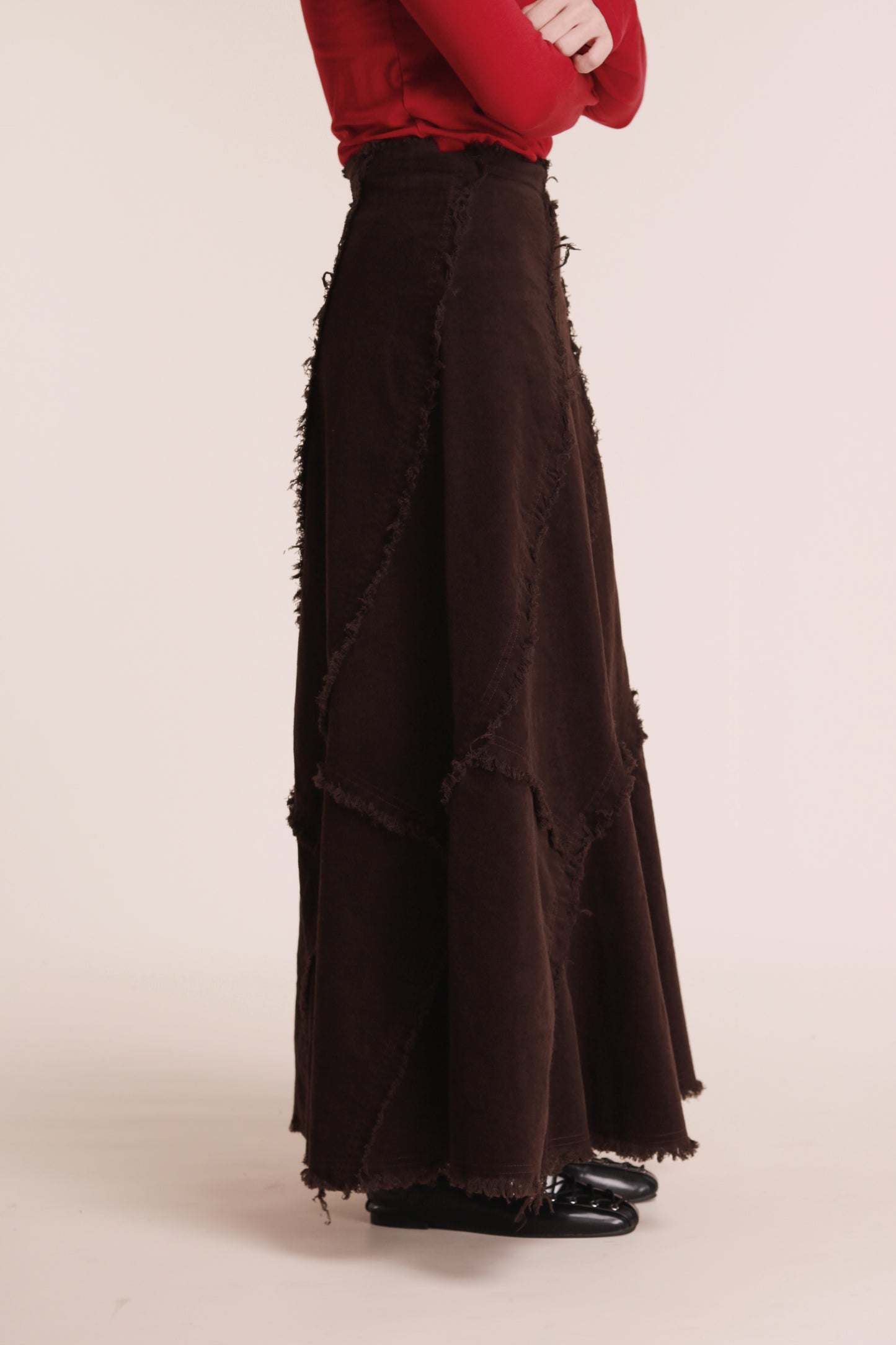 Frayed Mermaid Skirt (Brown)