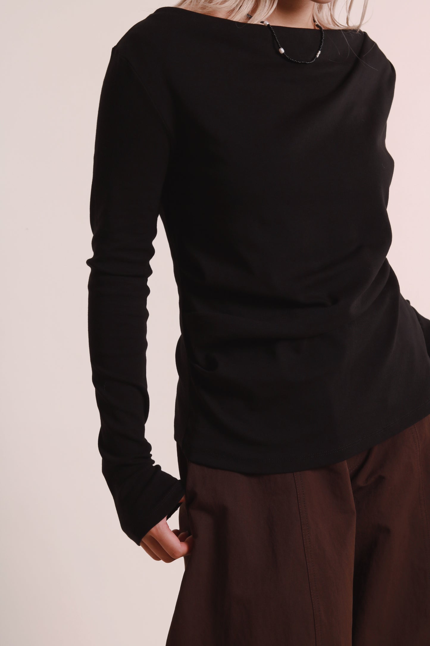 Gathered Long Tee (Black)