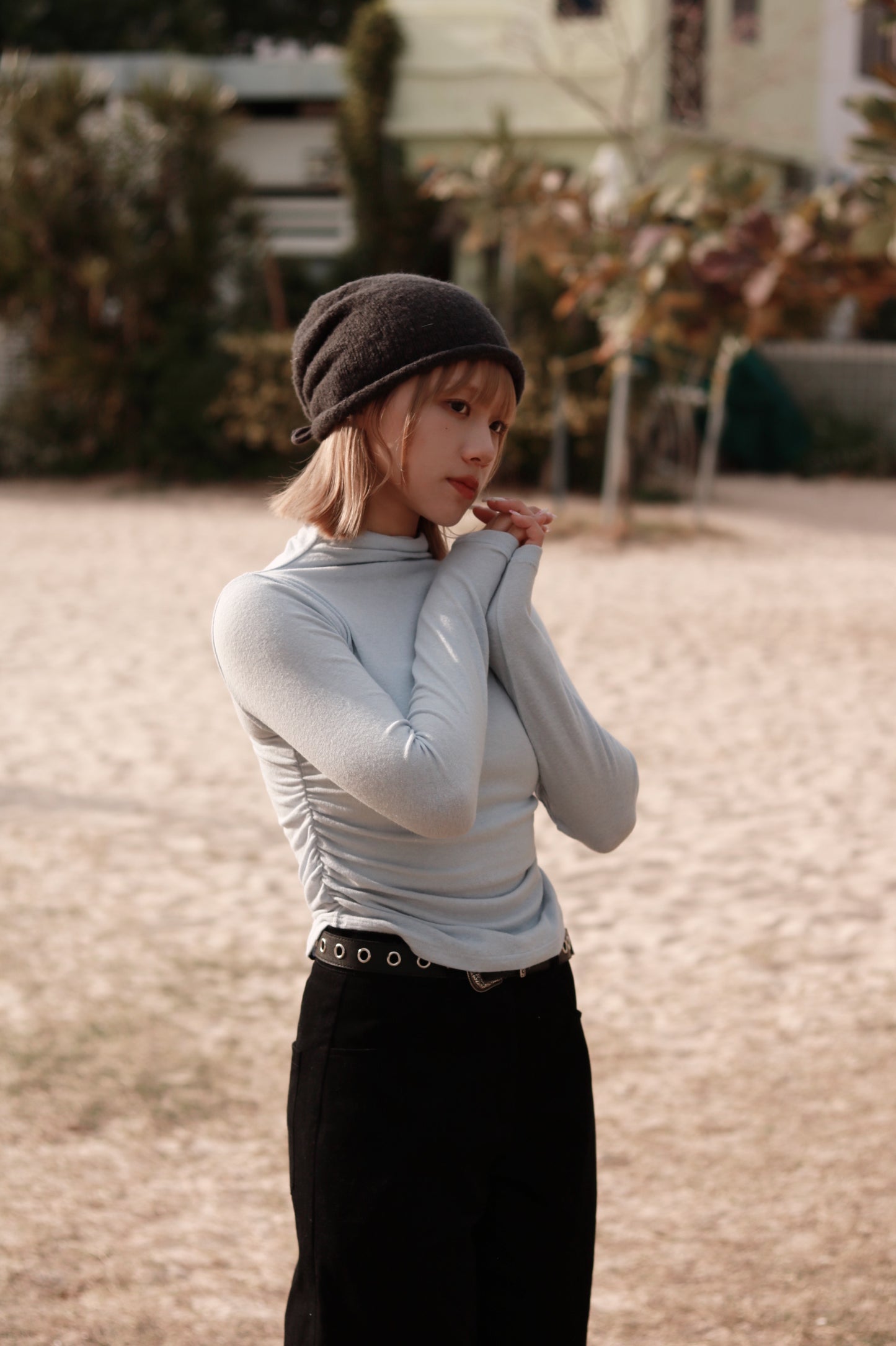 Spring Gathered Top (Baby Blue)