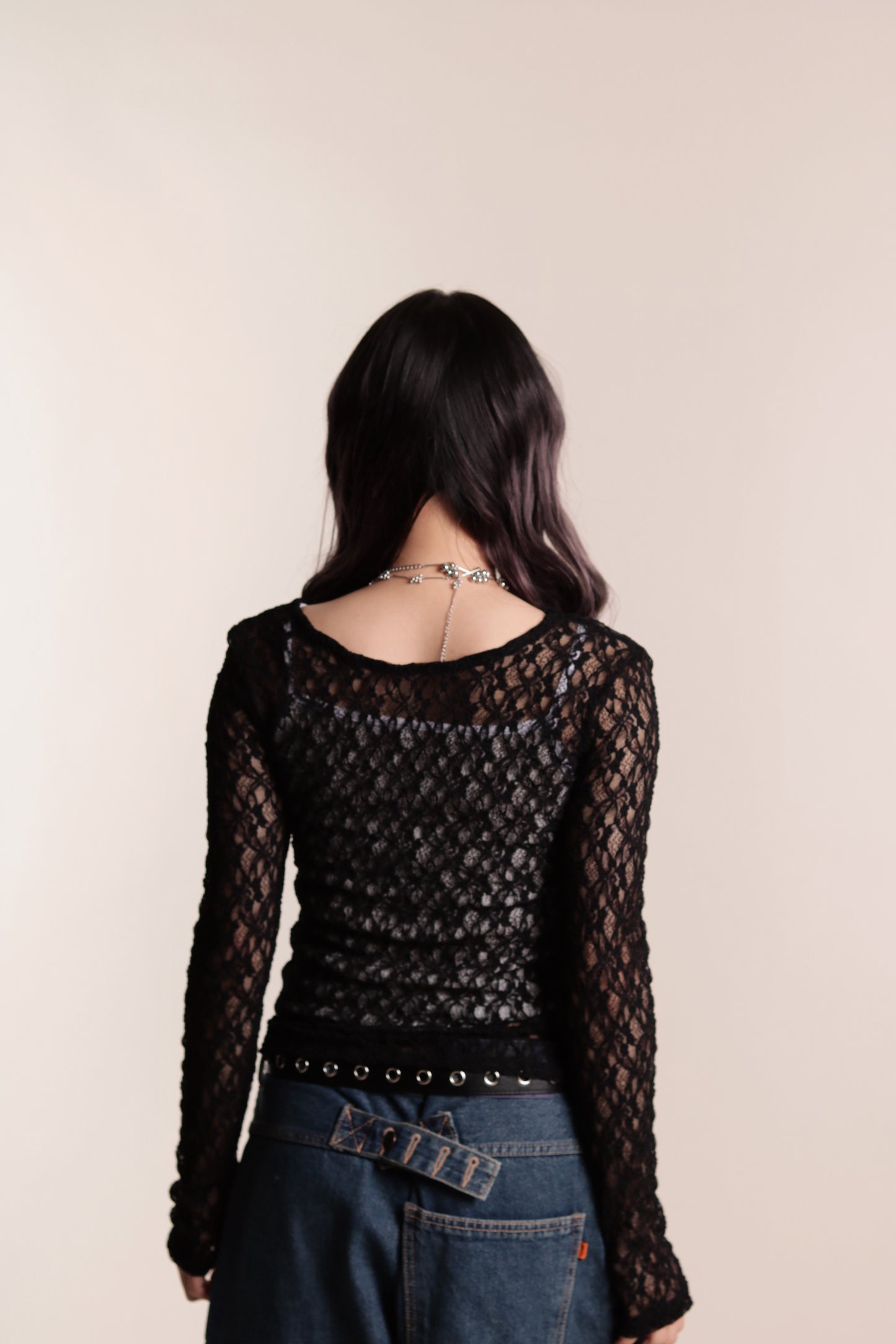Lace Long Sleeve Top (Black)