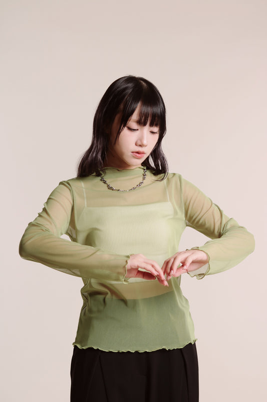 Ruffle See Through Top (Green)