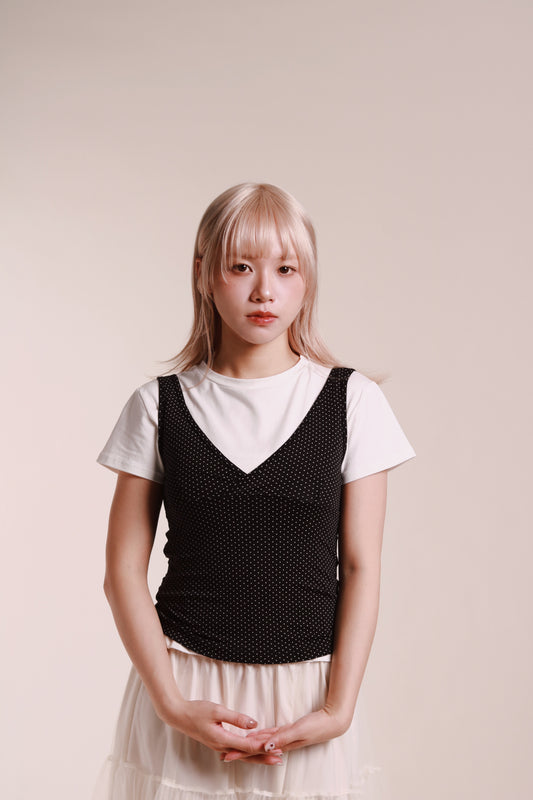 Dot Dot Sleeveless Top (Black)
