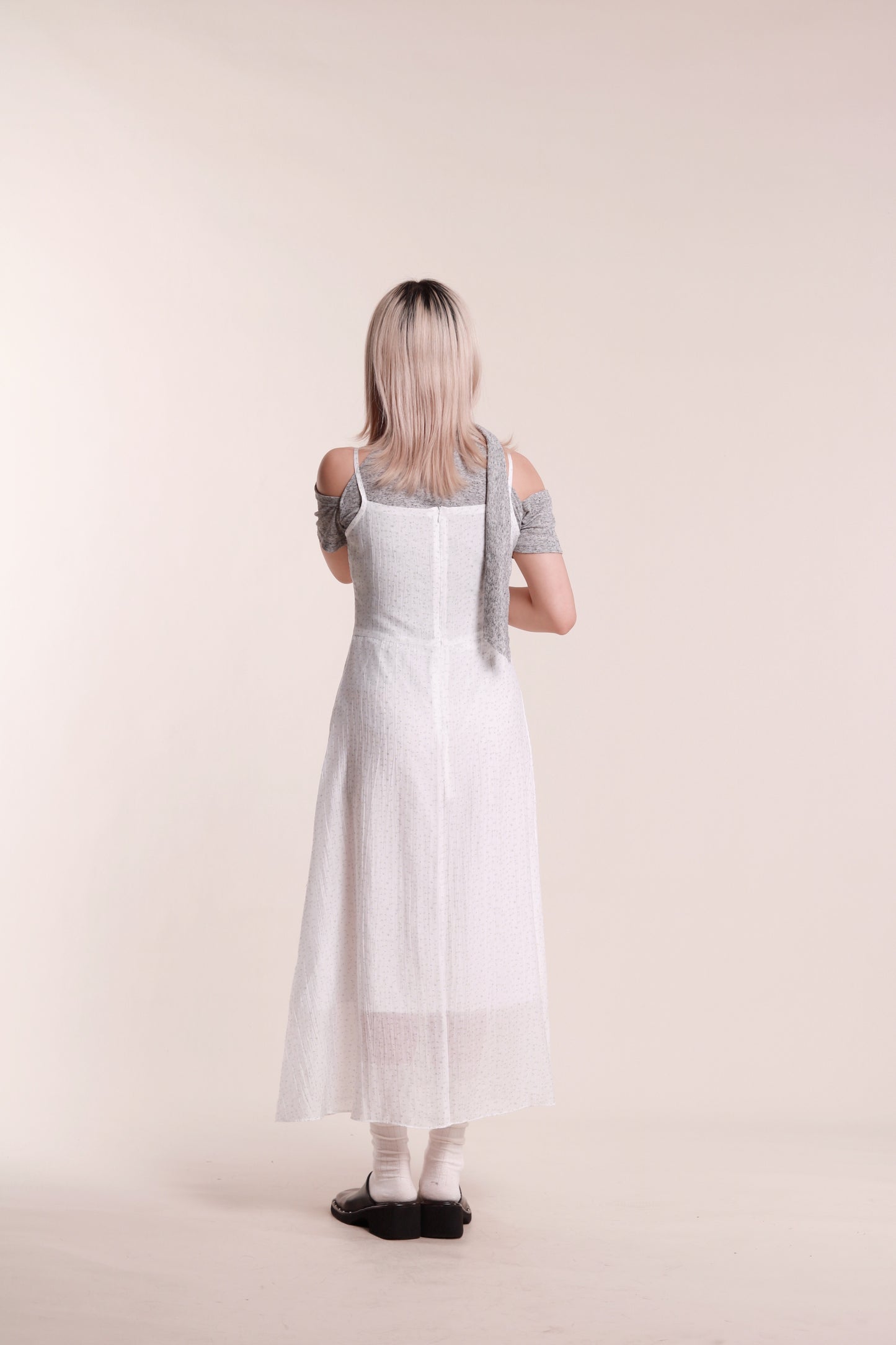 Floral Sleeveless Dress (White)