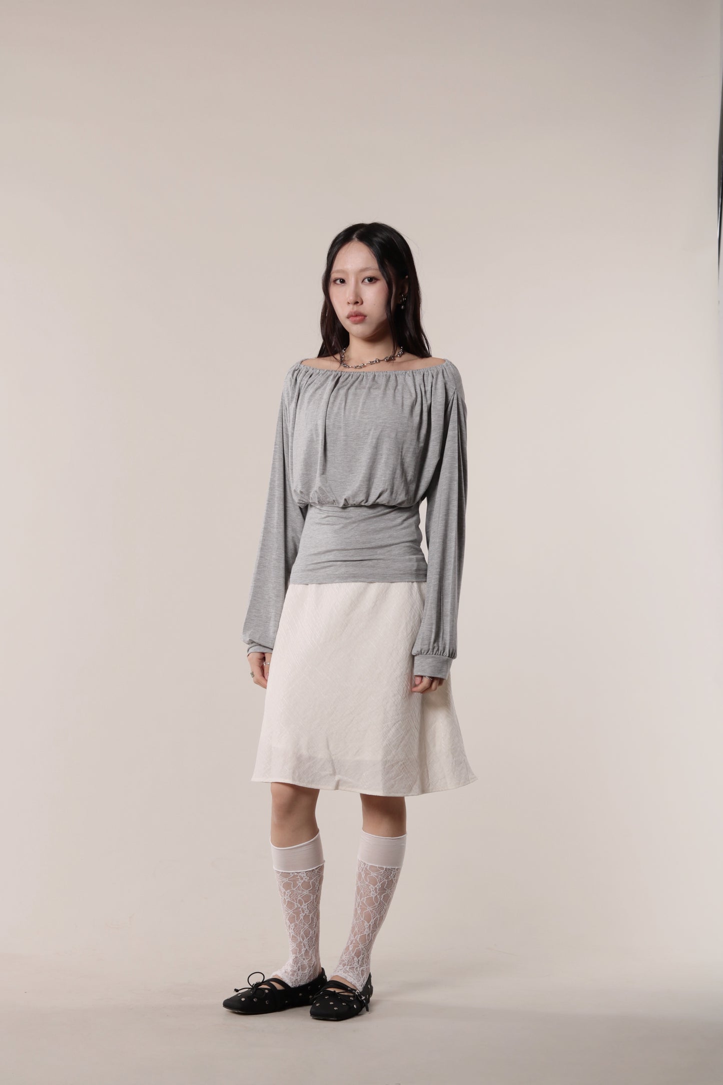 Luna Gathered Top (Grey)