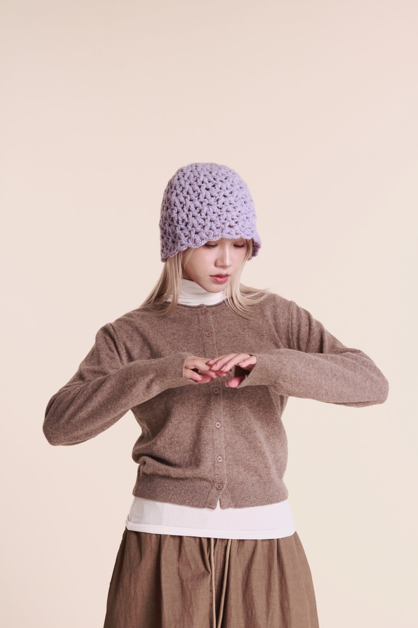 Knit Bucket Hat (Purple)