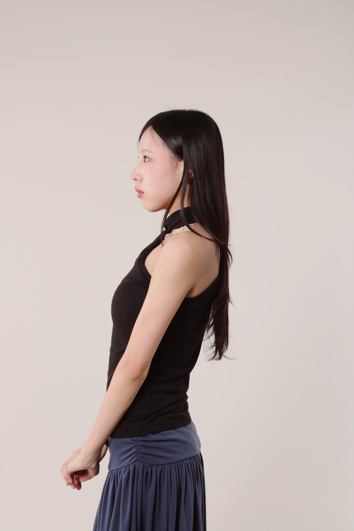 Linen Scarf Top (Black)