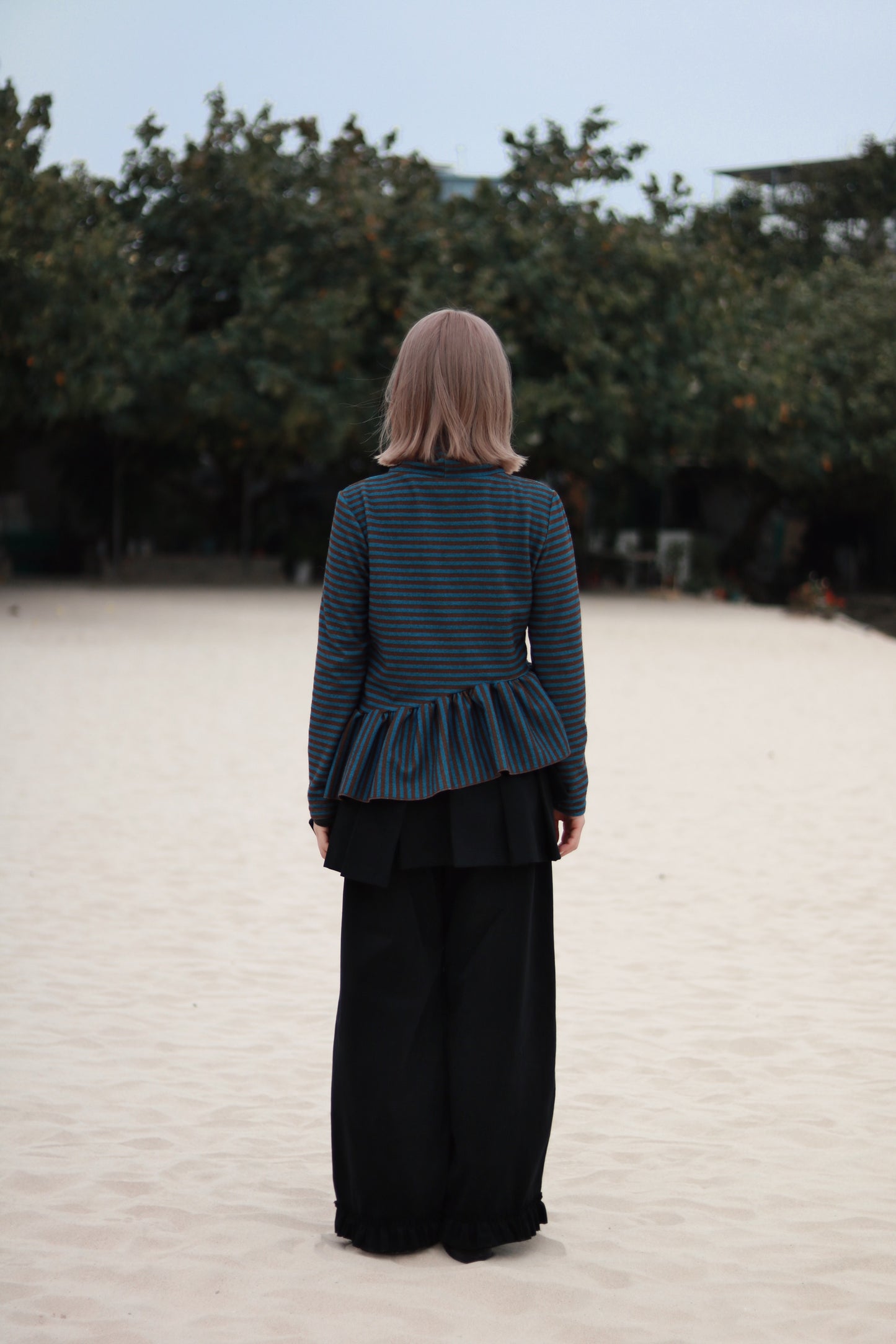 Striped Ruffle Top (Blue)