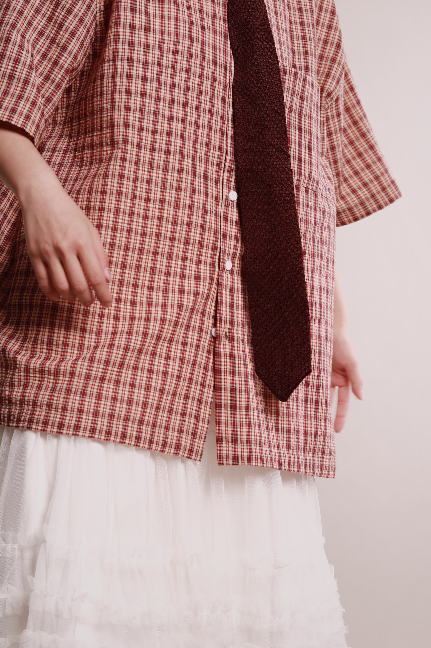 Plaid Loose Shirt (Brown)