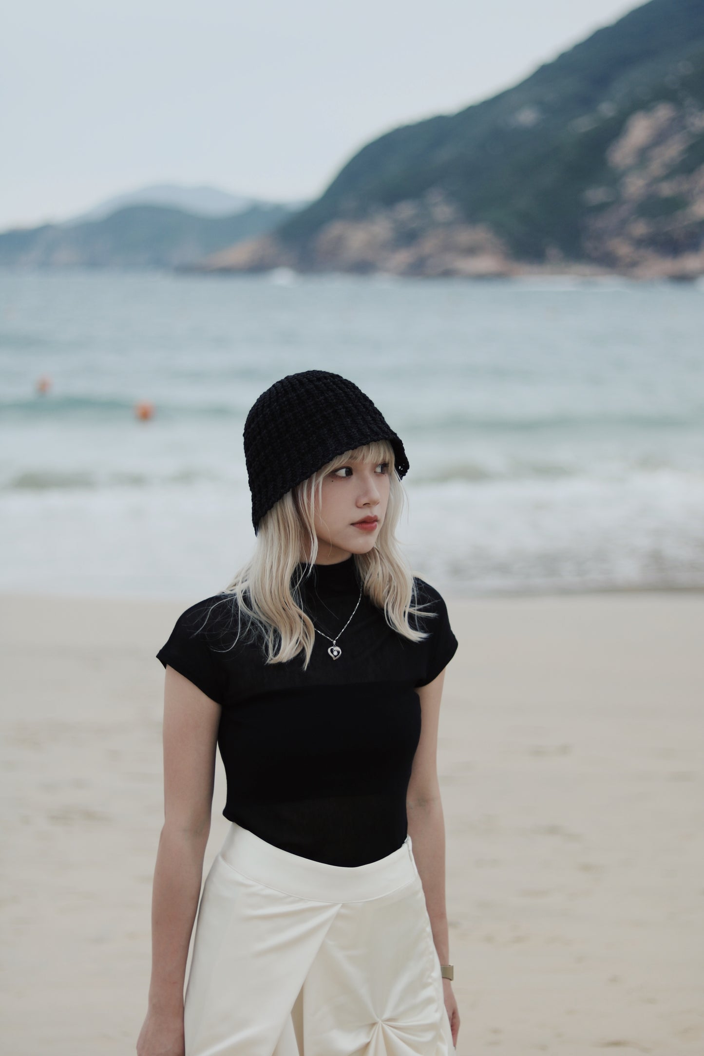 Cap Sleeve Mock Neck Top (Black)