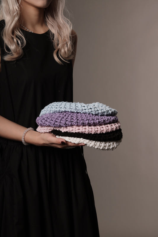 Daily Knit Beret (Black/Blue/Pink/Purple/White)