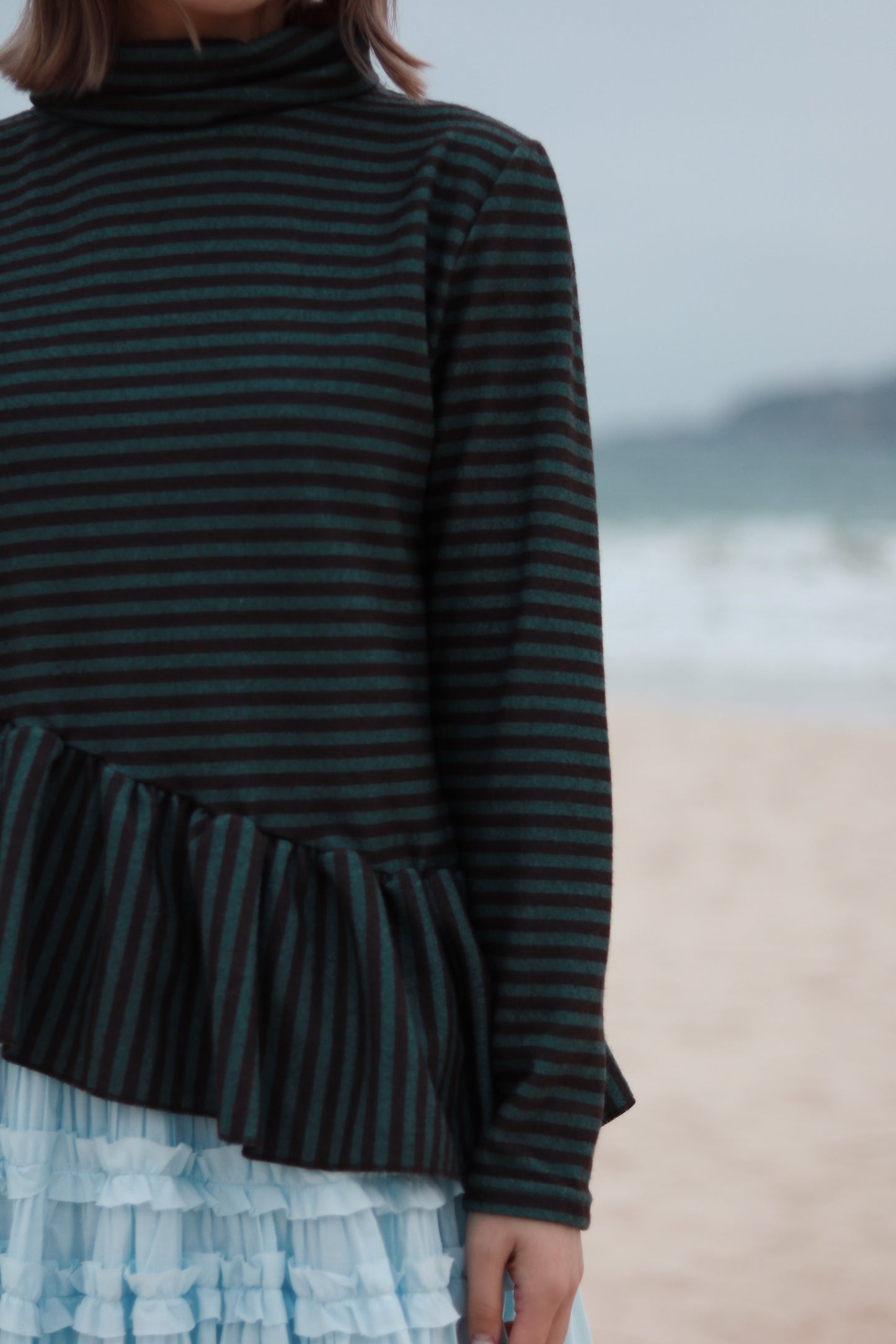 Striped Ruffle Top (Mint)