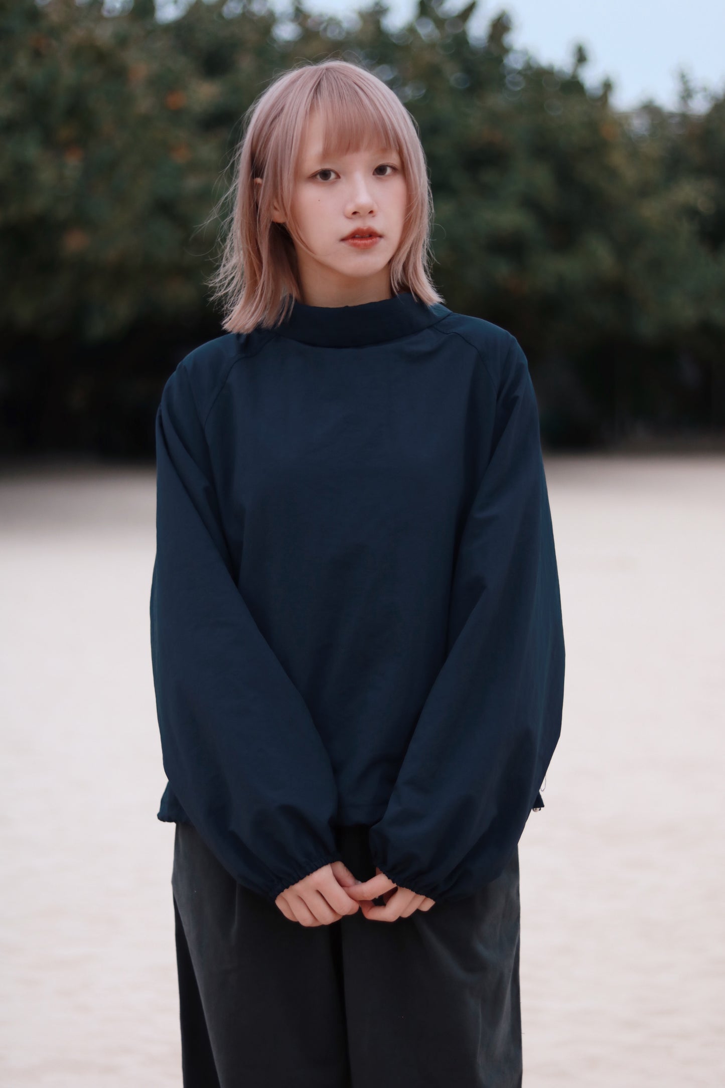 Funnel Neck Top (Navy)