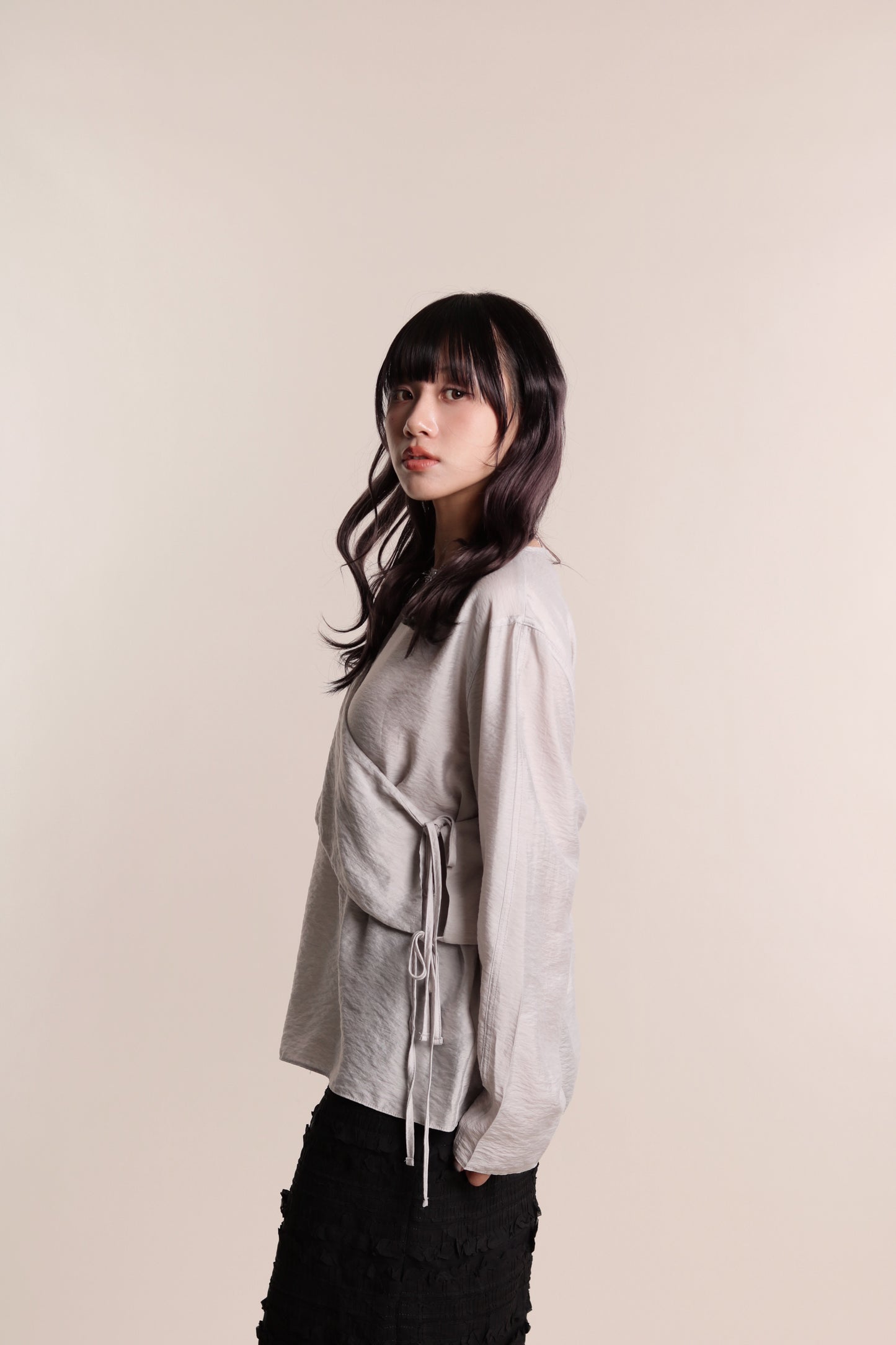 Cami Wrap Blouse (Light Grey)