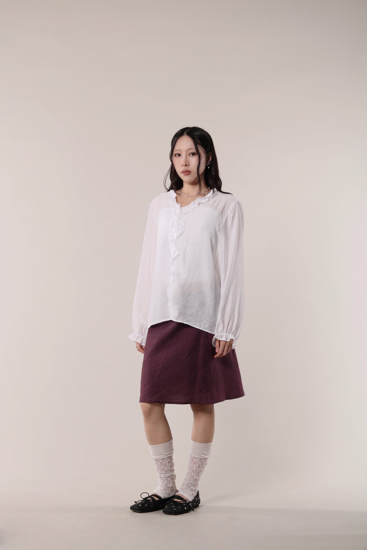 Retro Ruffle Shirt (White)