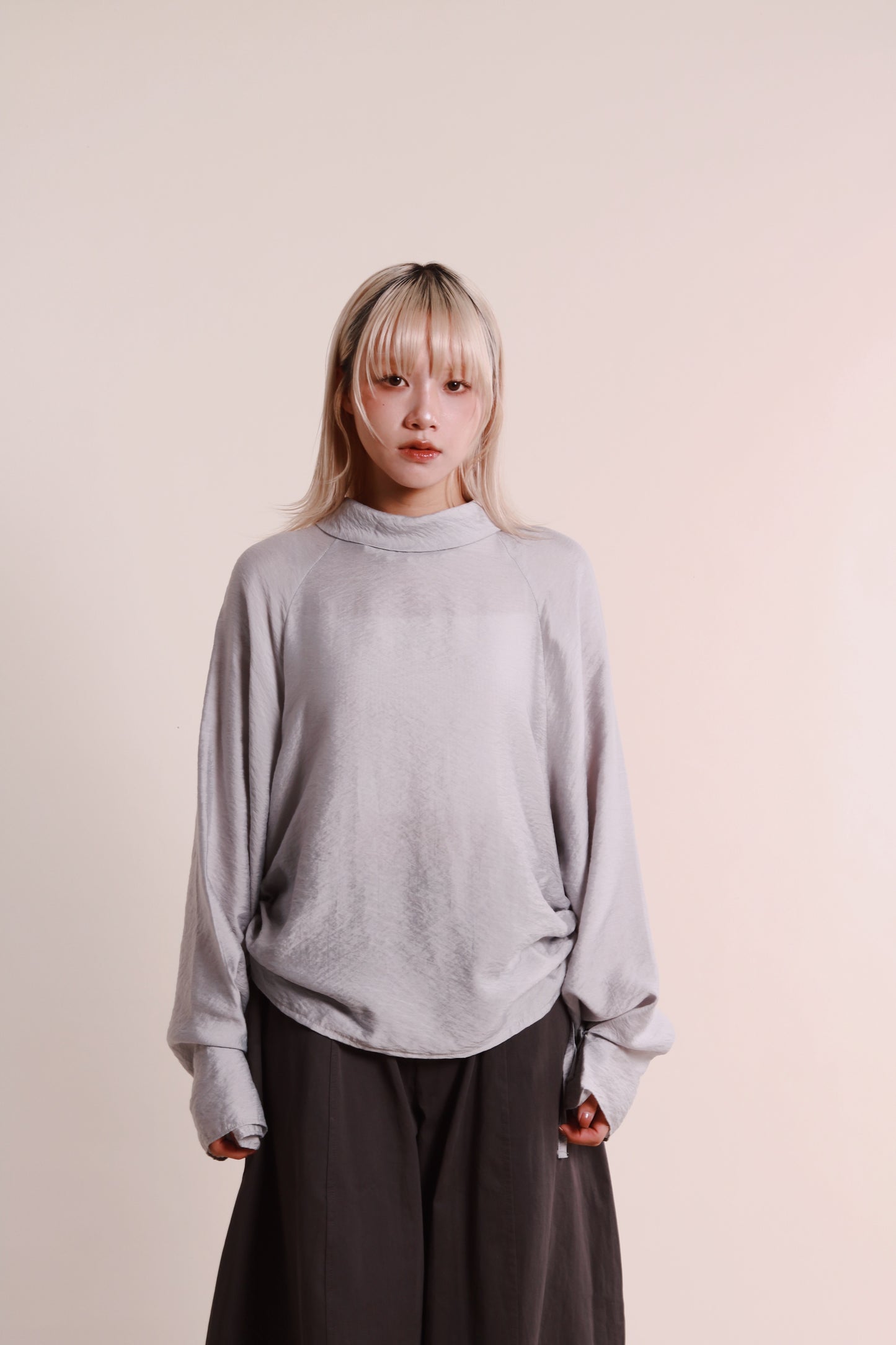 Doll Gathered Blouse (Grey Blue)