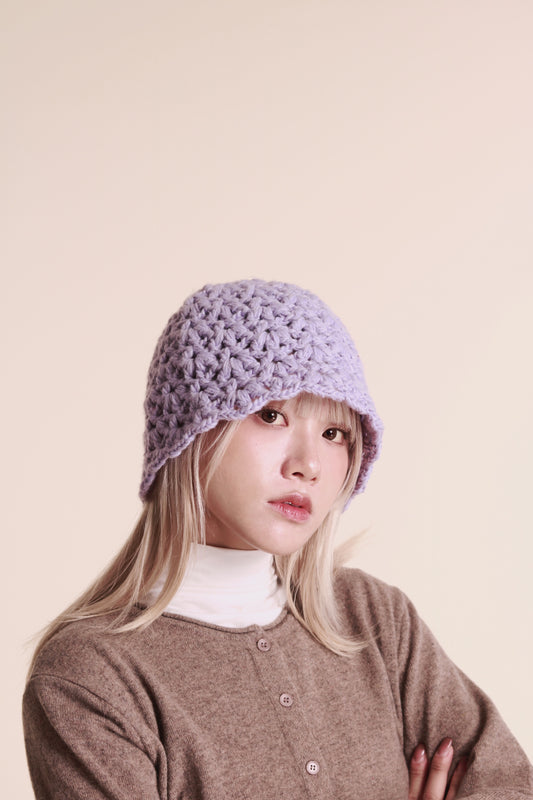 Knit Bucket Hat (Purple)