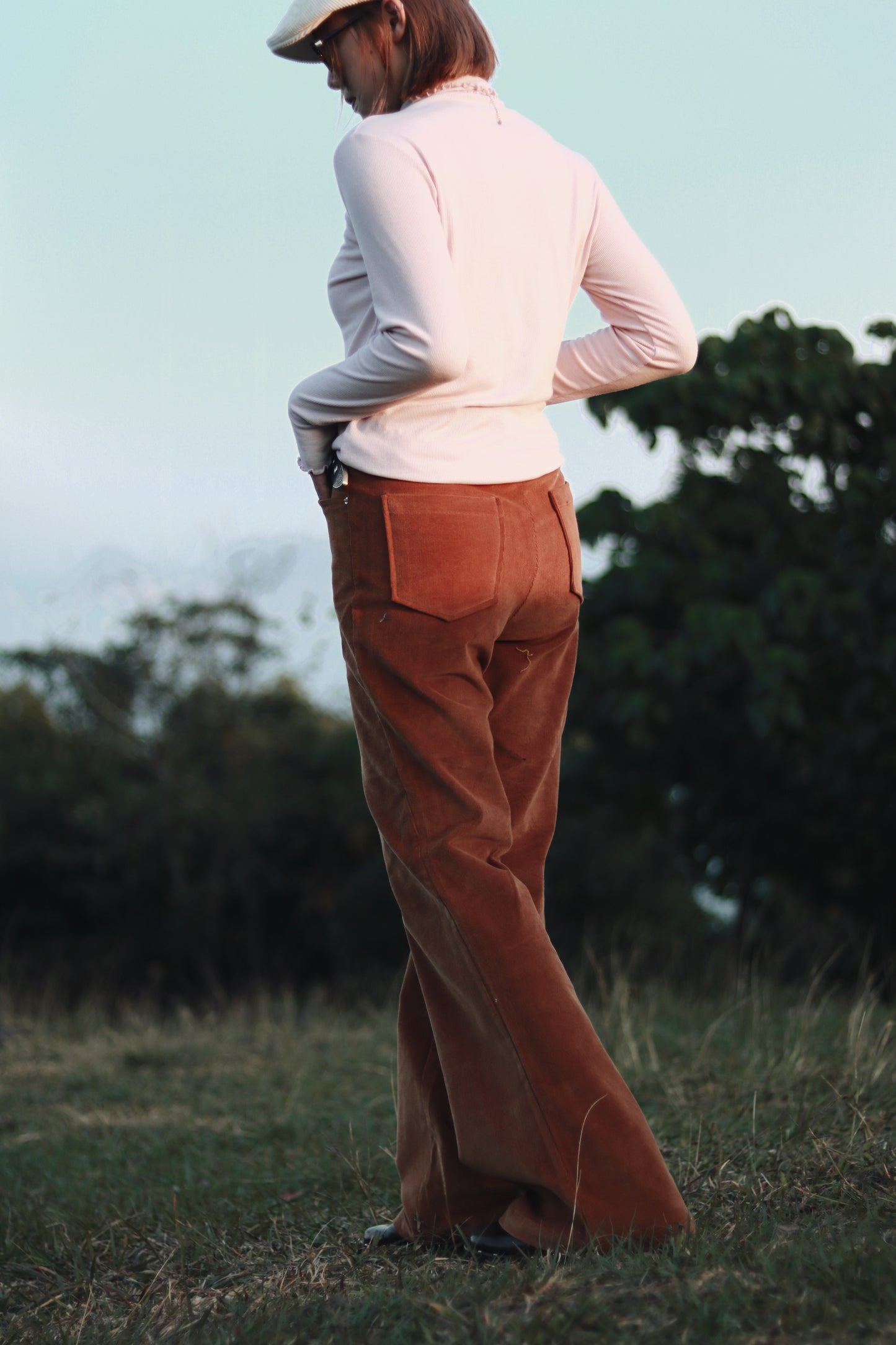 Corduroy Bootcut Pants (Brown)