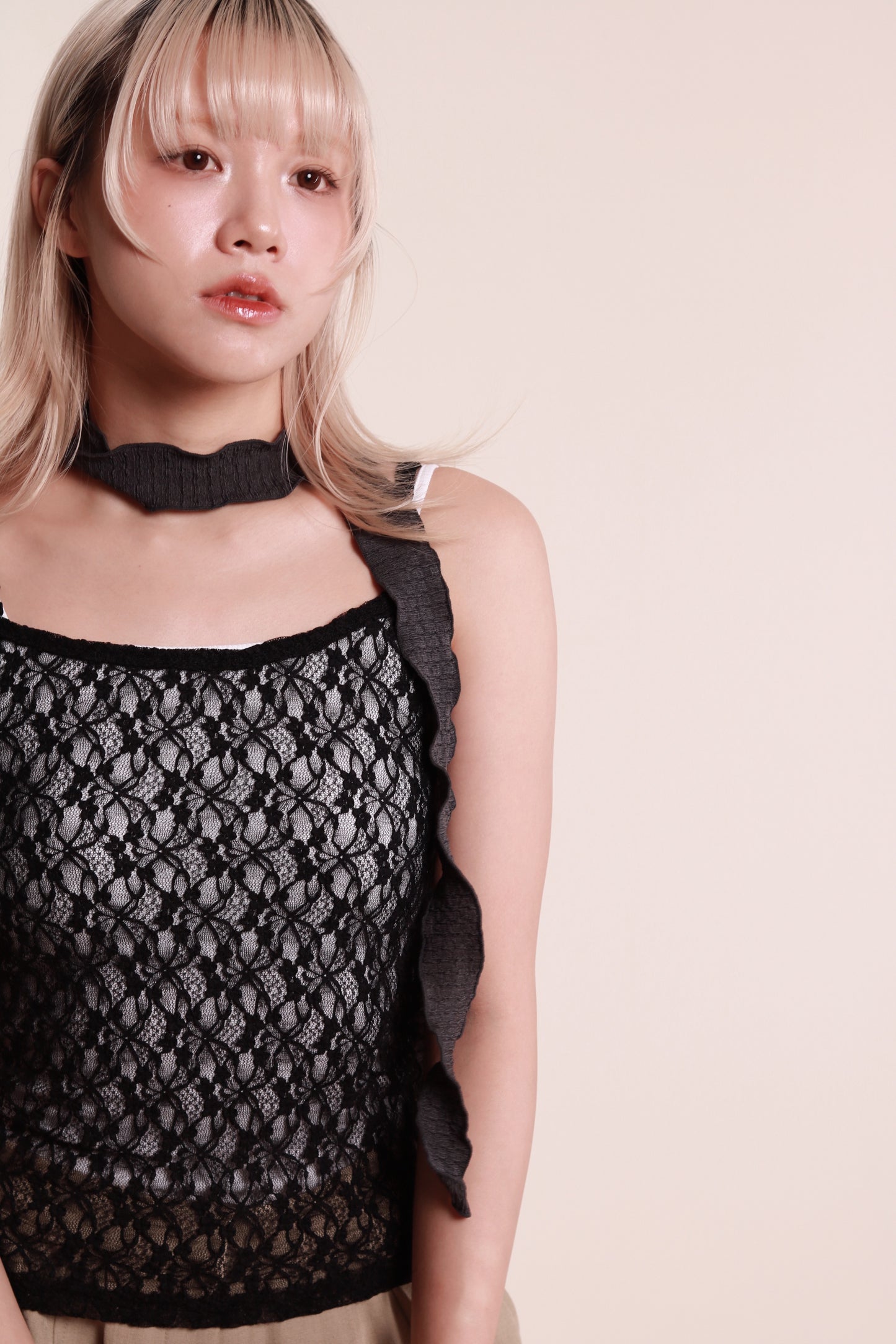 Mesh Sleeveless Top (Black)