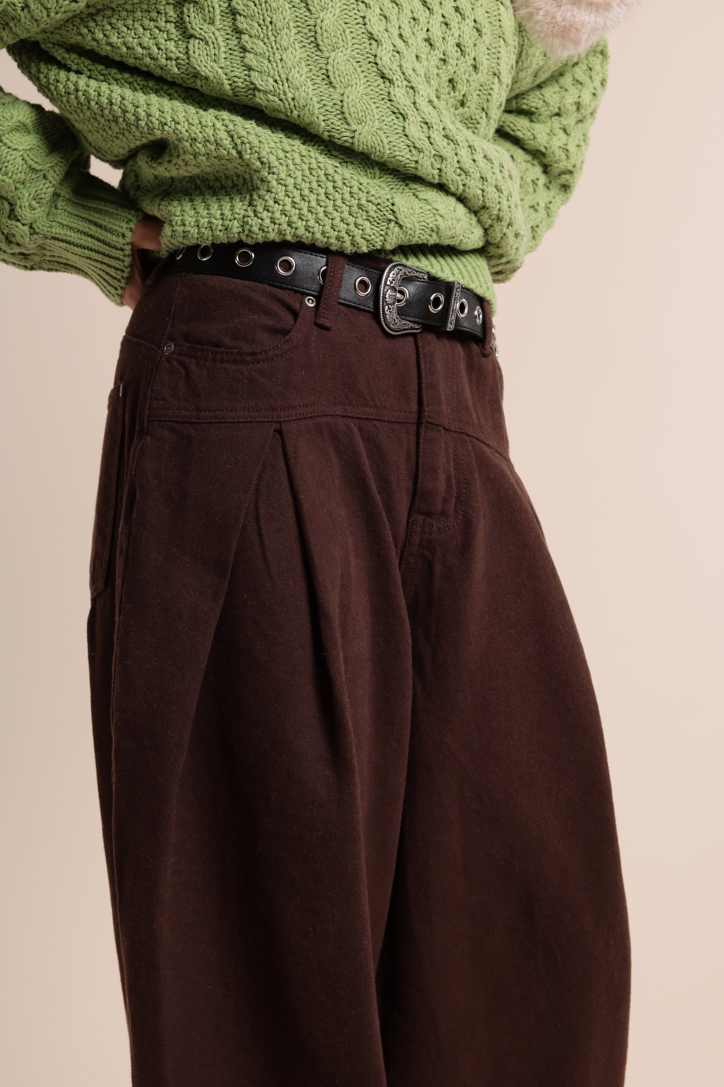 Nolan Pleat Pants (Brown)