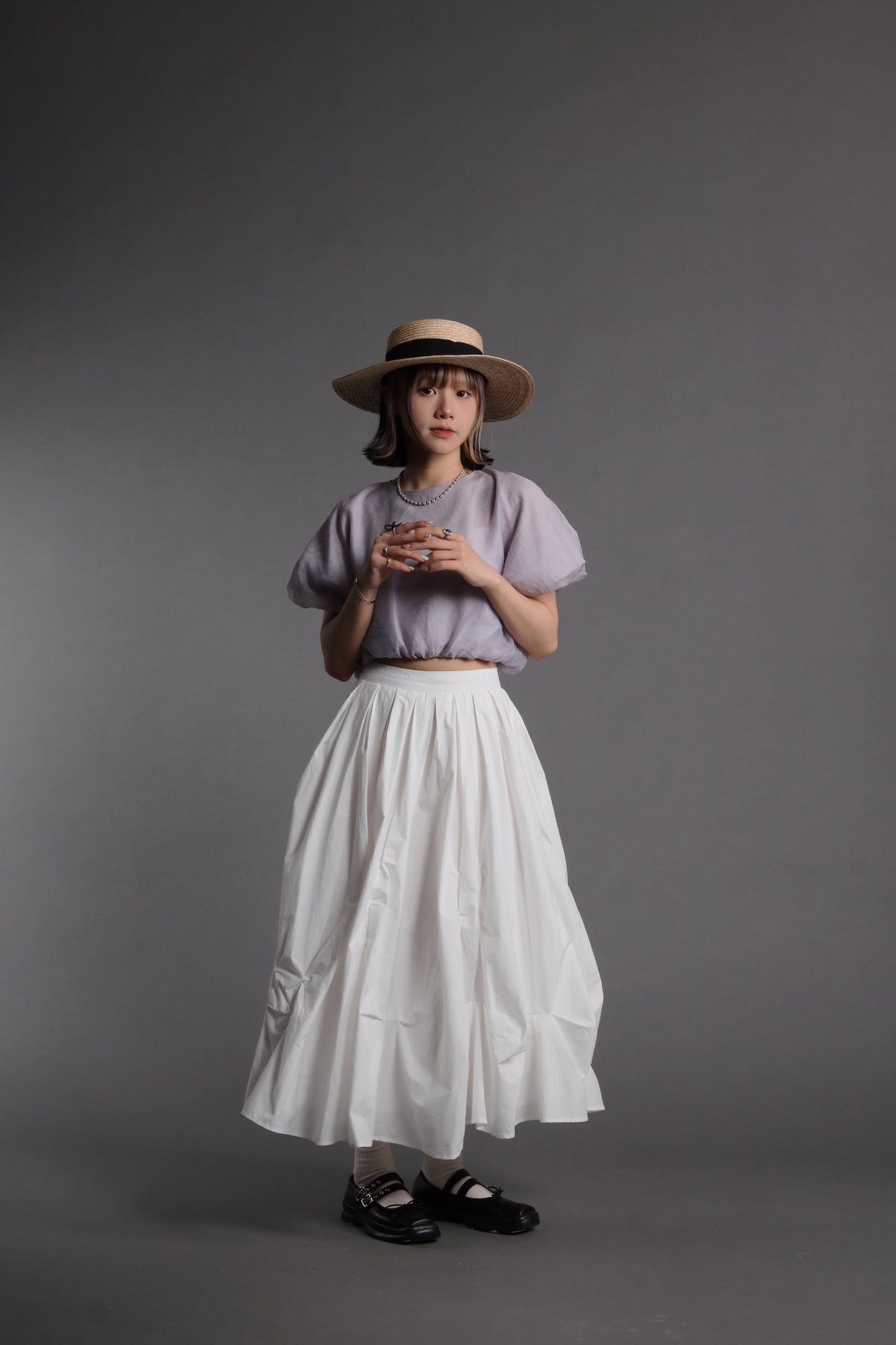 Doll Gathered Skirt (White)