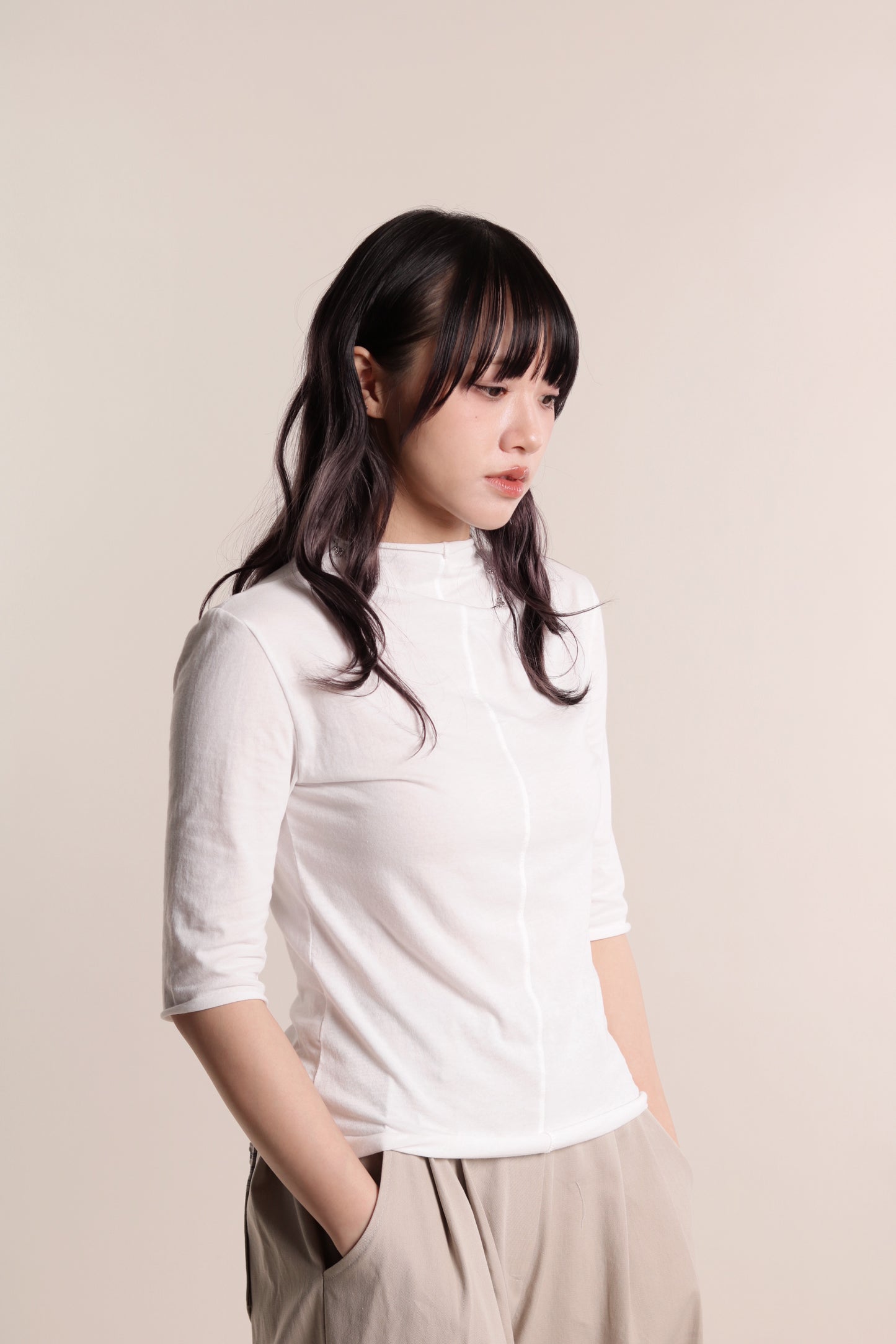 Pure Mock Neck Top (White)