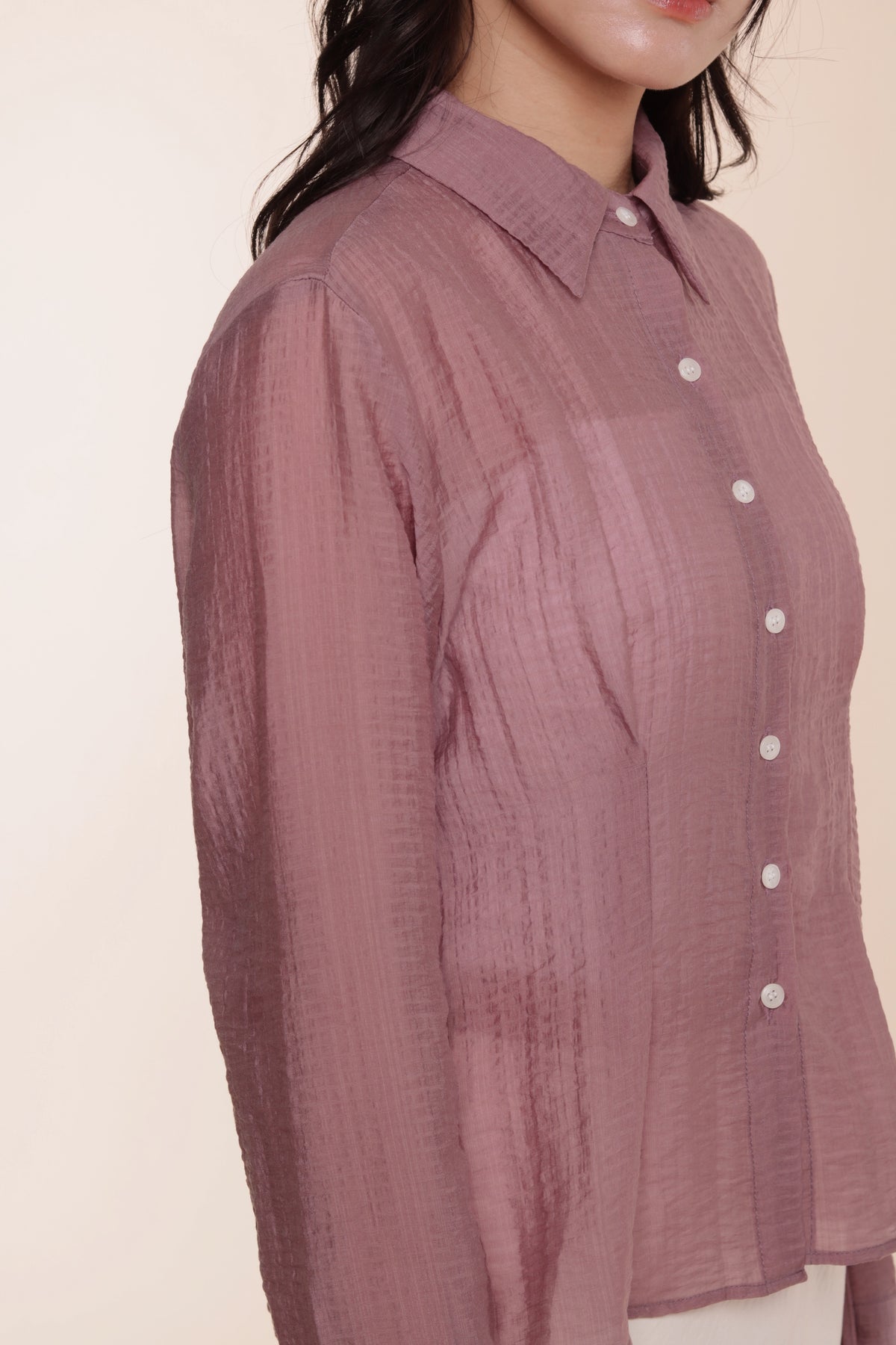 Checkered See Through Shirt (Pink)