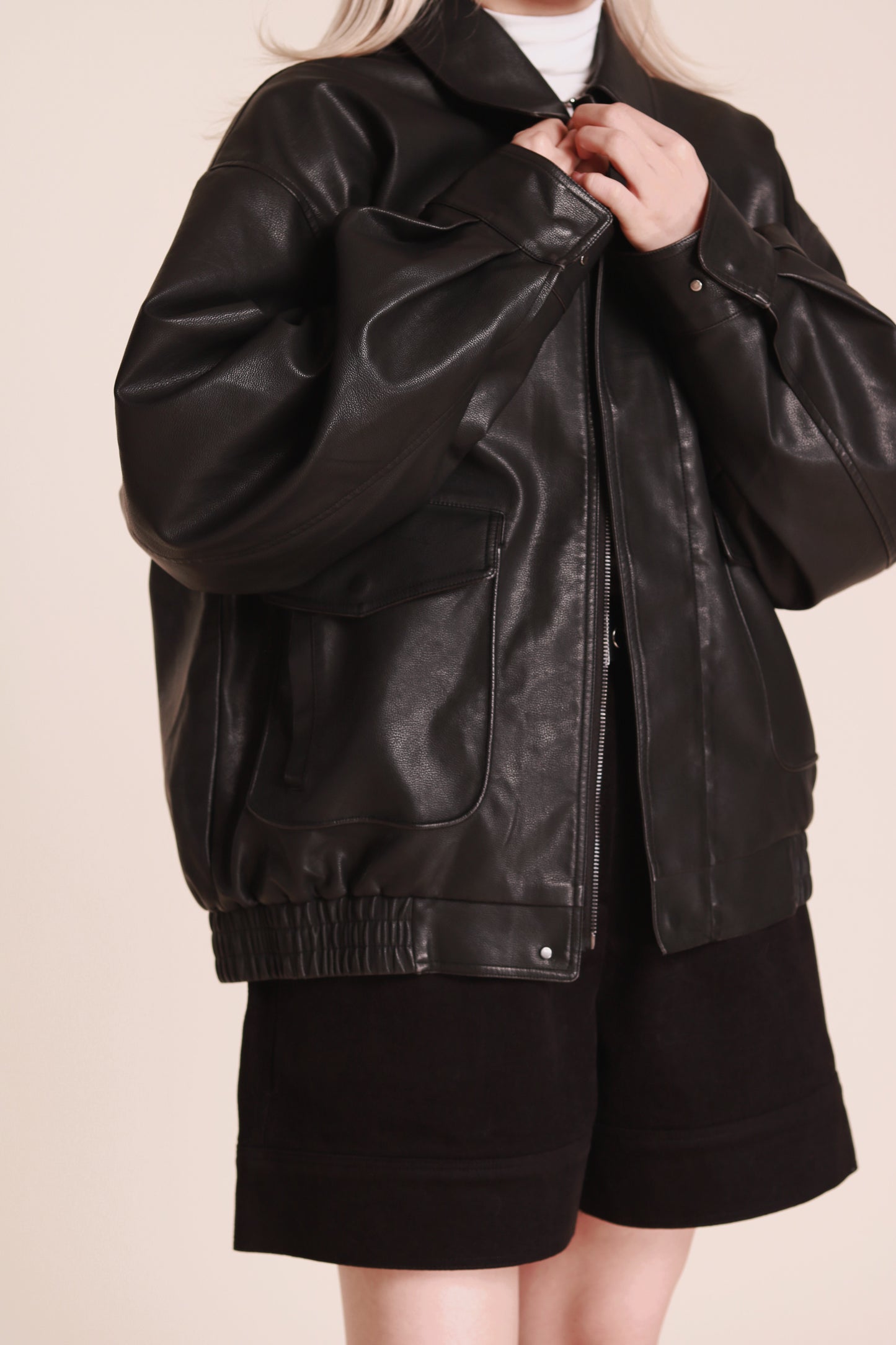 Oversized Leather Jacket (Black)