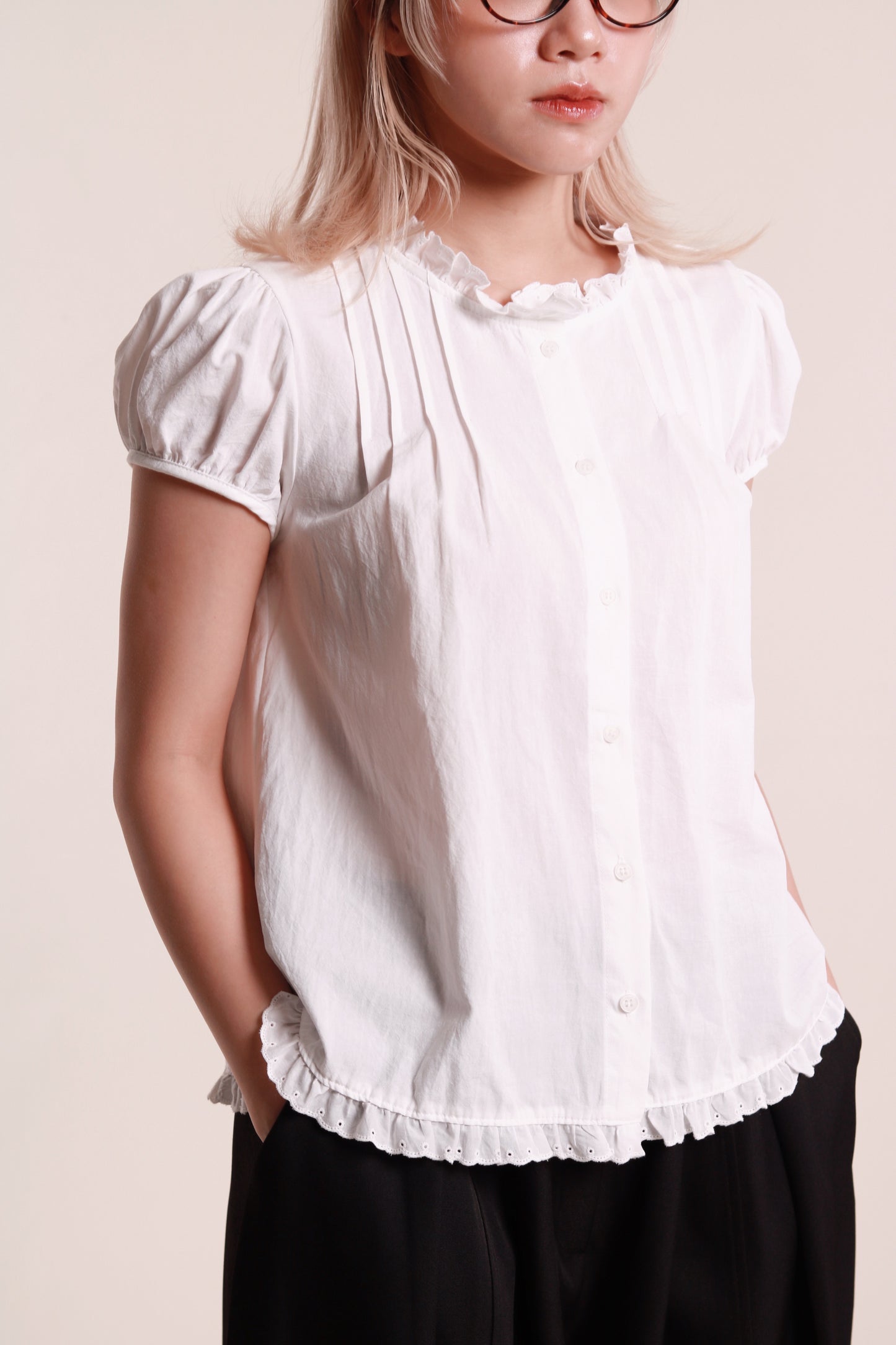 Puff Sleeve Blouse (White)