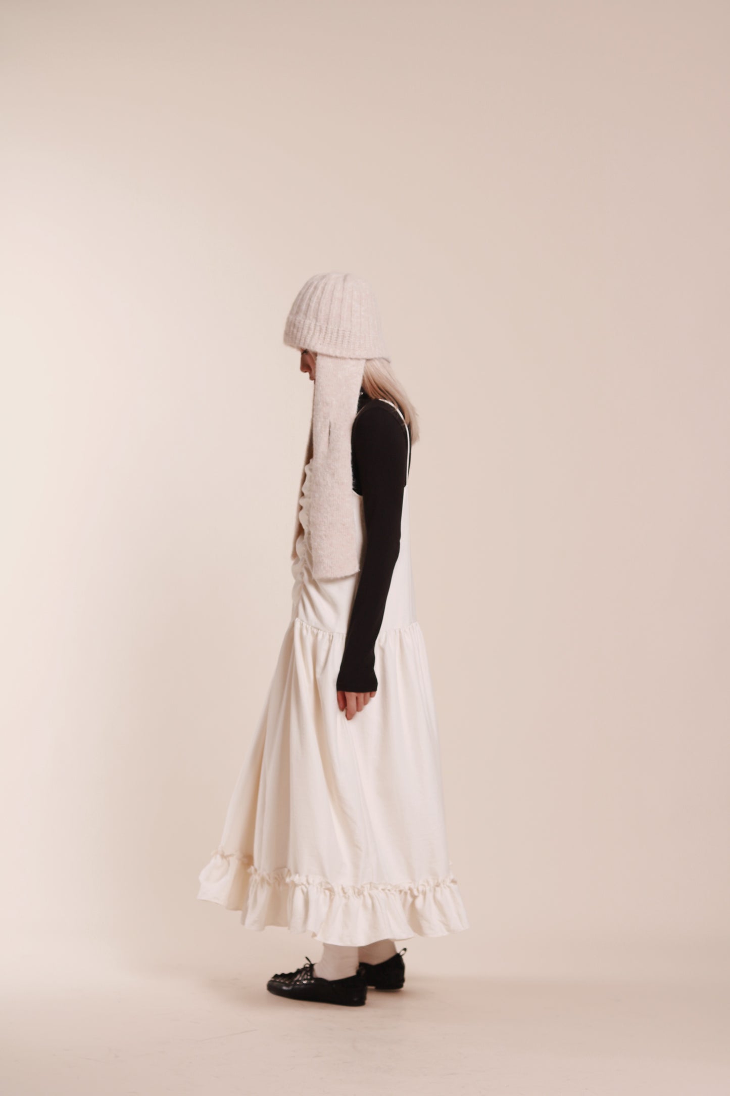 Doll Knit Scarf Flight Cap (Ivory)