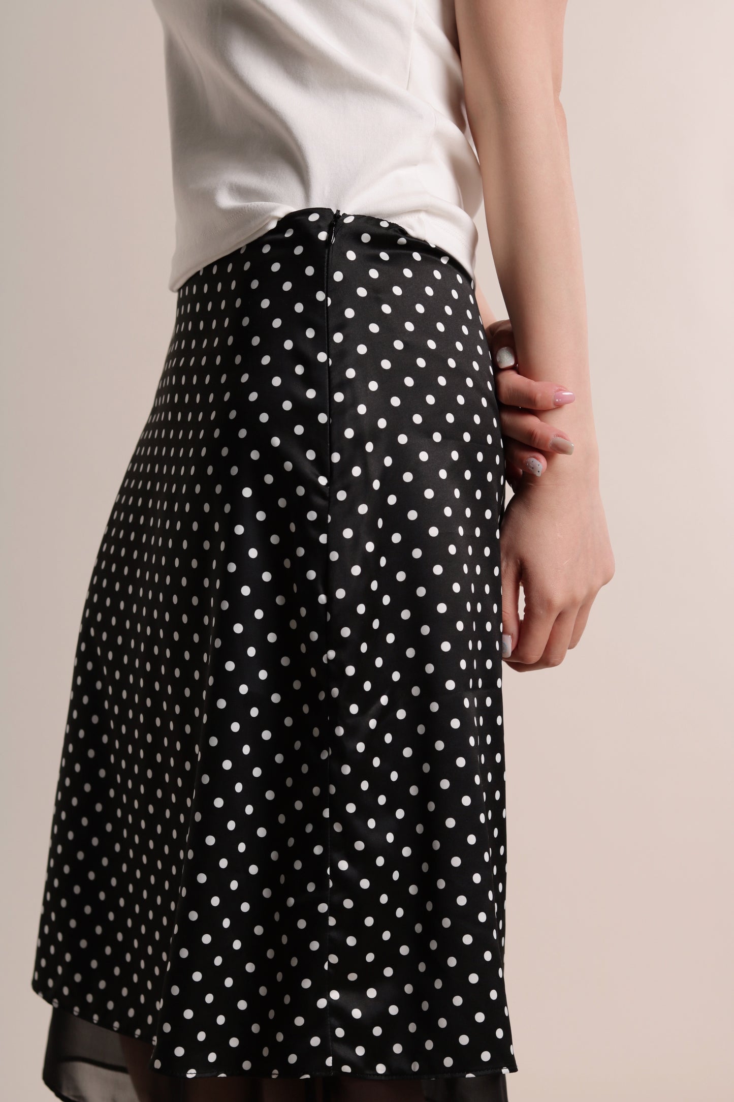 Polka Dot Midi Skirt (Black)