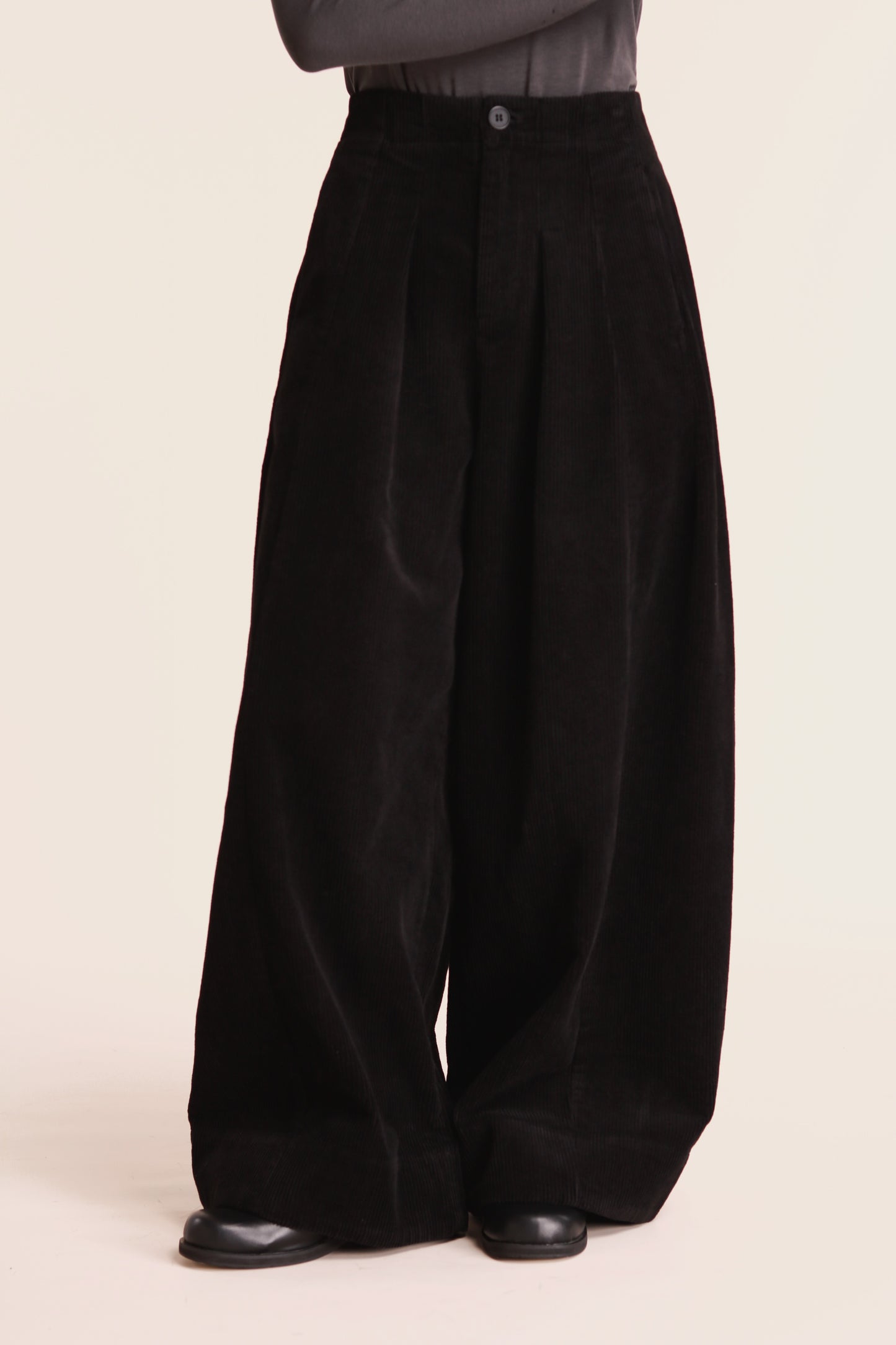Corduroy Wide Pants (Black)