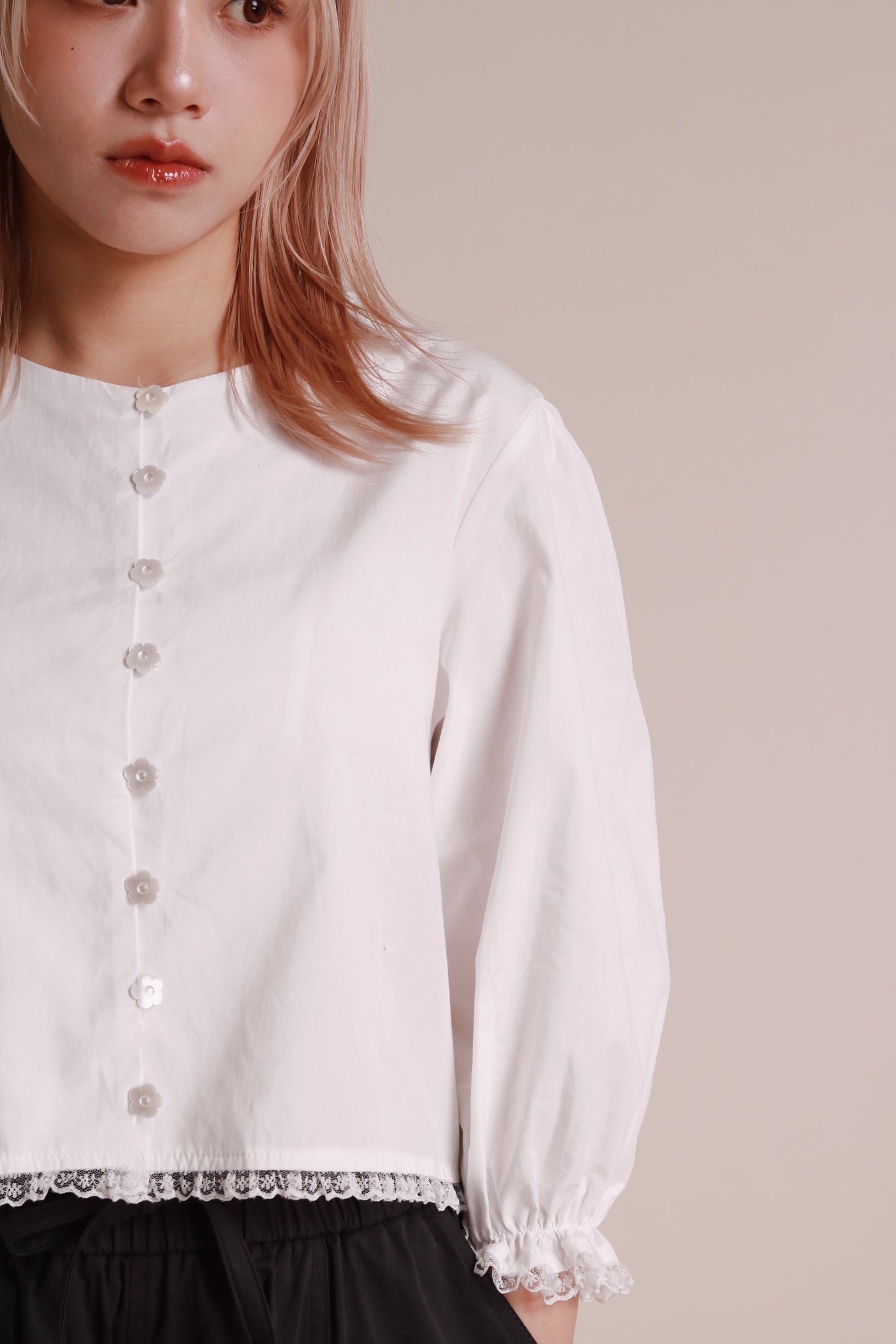 Retro Lace Blouse (White)