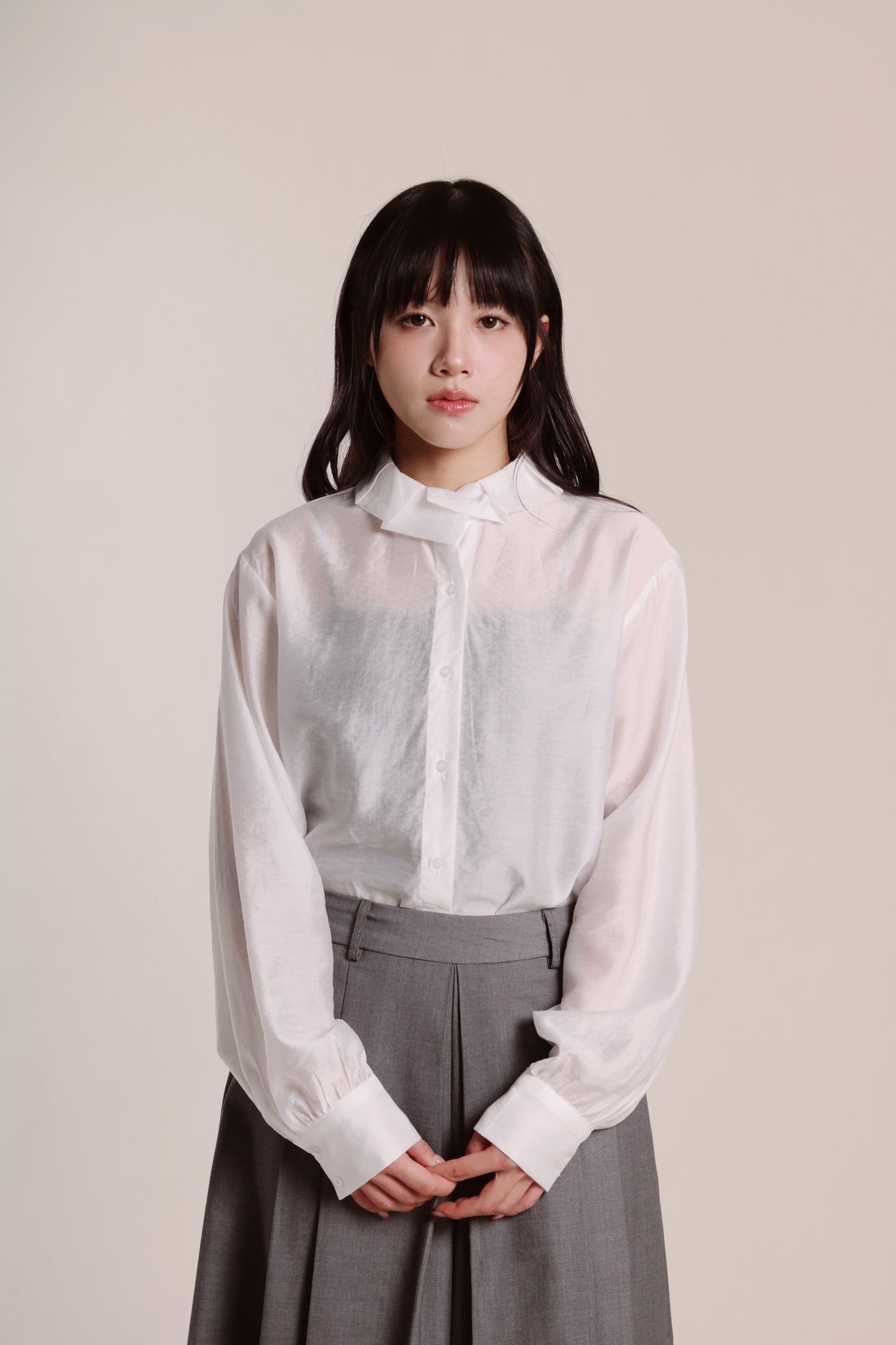 Sheer Collar Shirt (White)