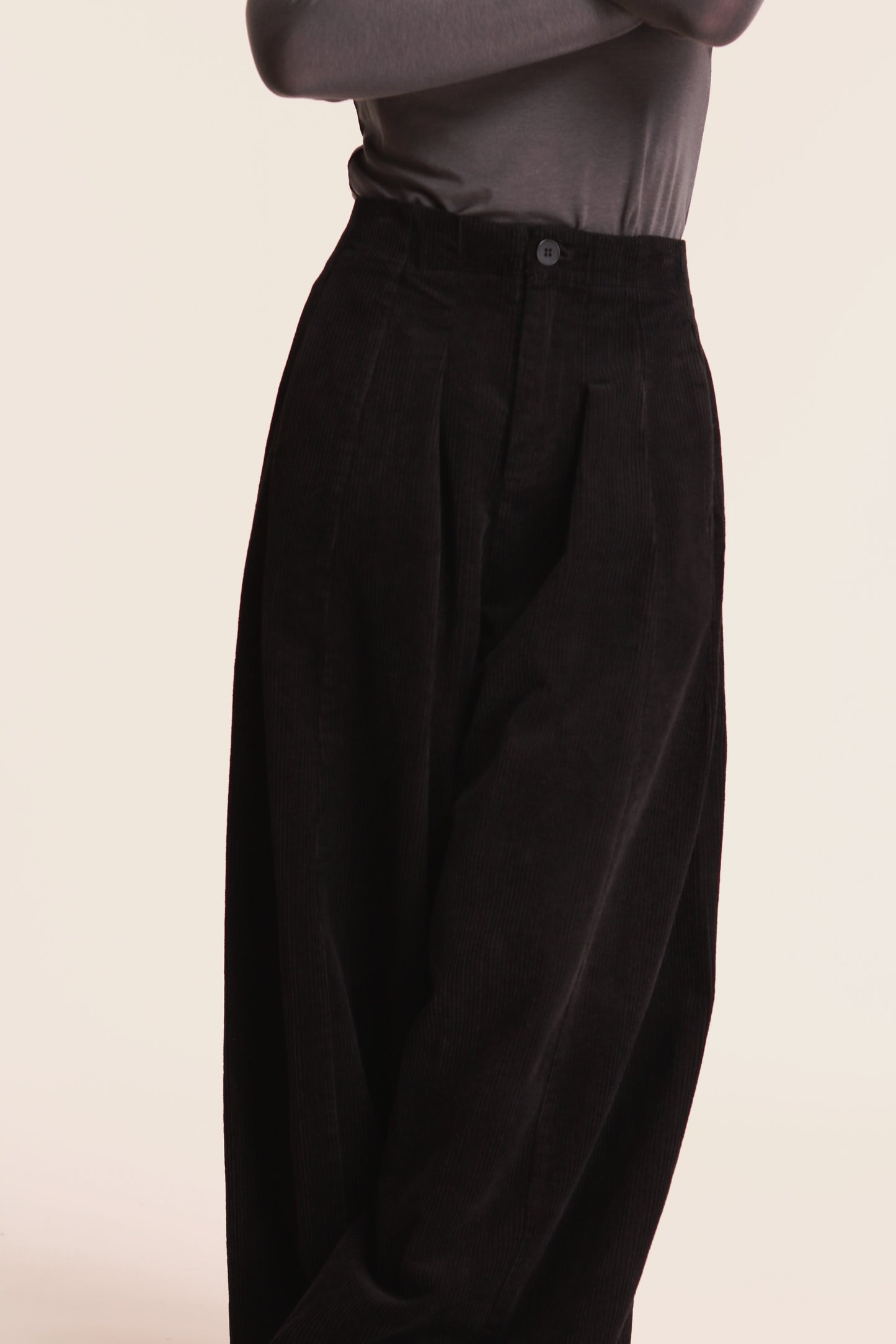 Corduroy Wide Pants (Black)