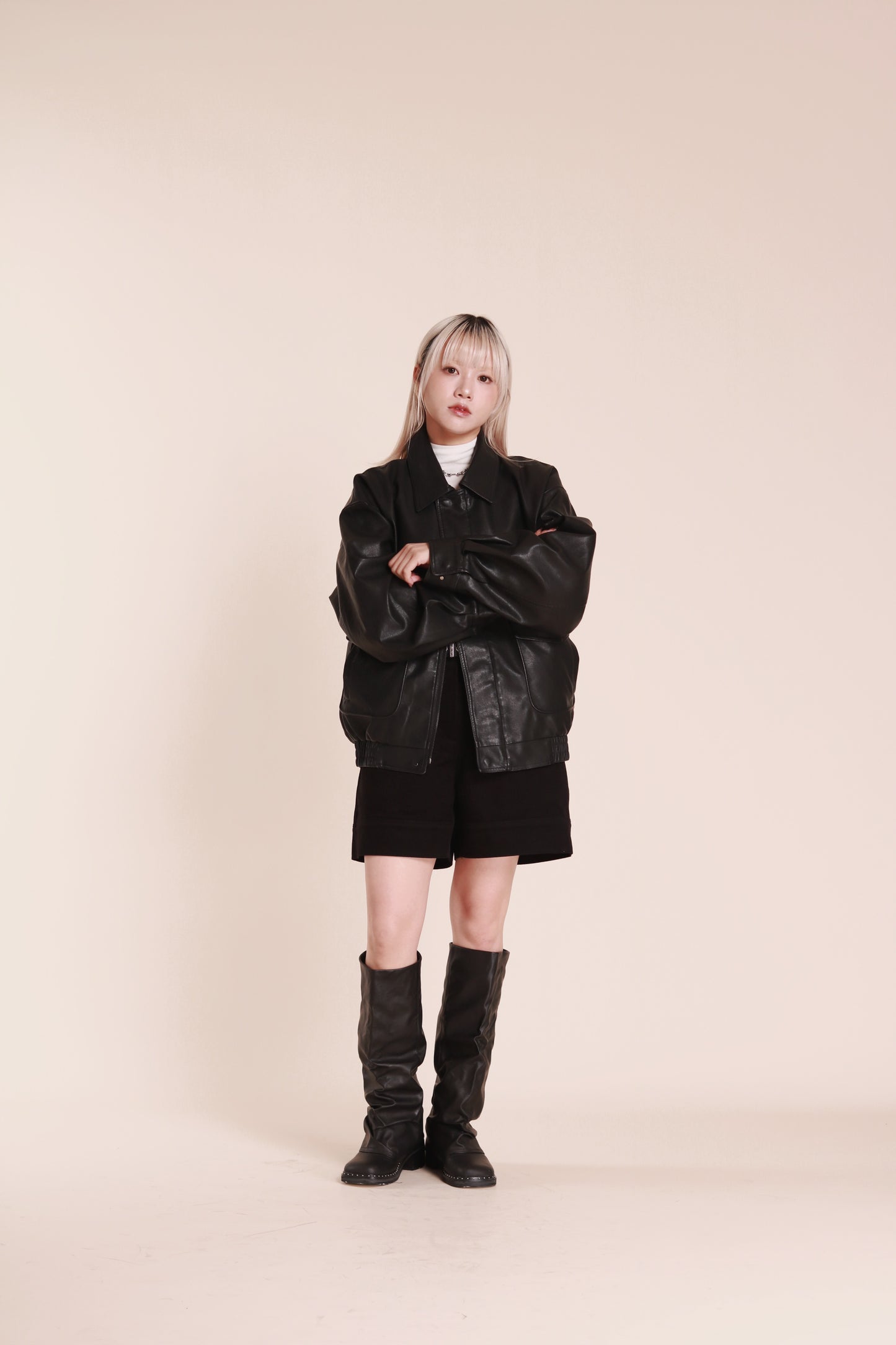 Oversized Leather Jacket (Black)